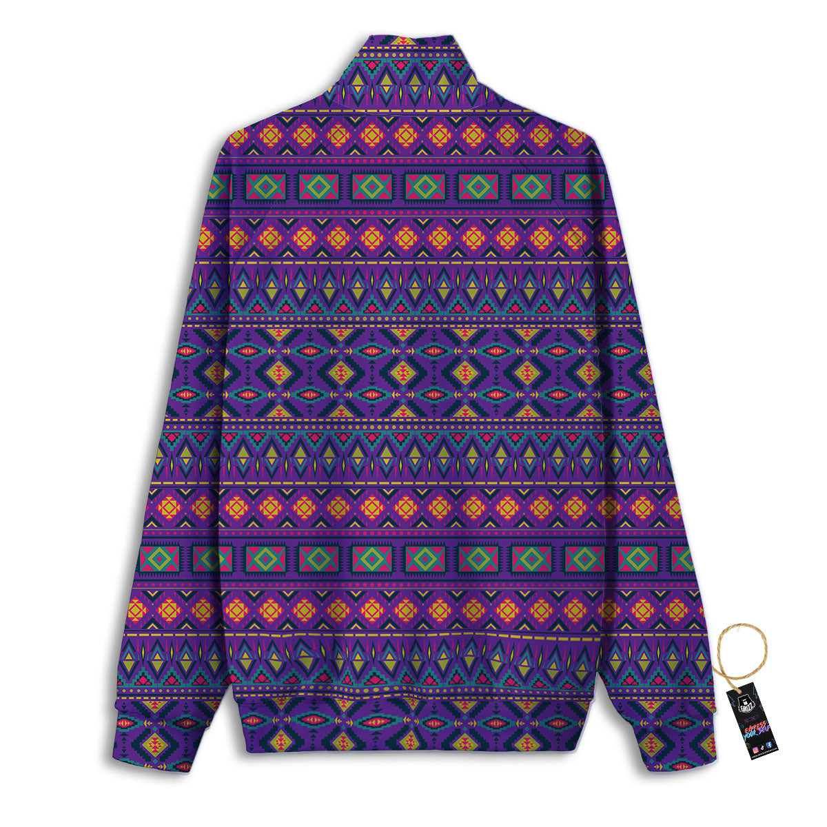 Aztec Trippy Neon Ethnic Print Track Jacket-grizzshop
