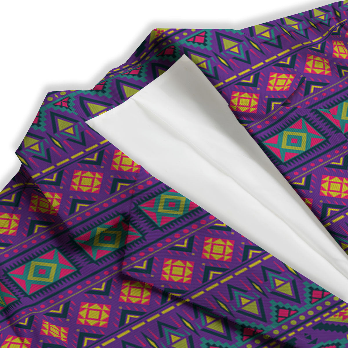 Aztec Trippy Neon Ethnic Print Women's Blazer-grizzshop