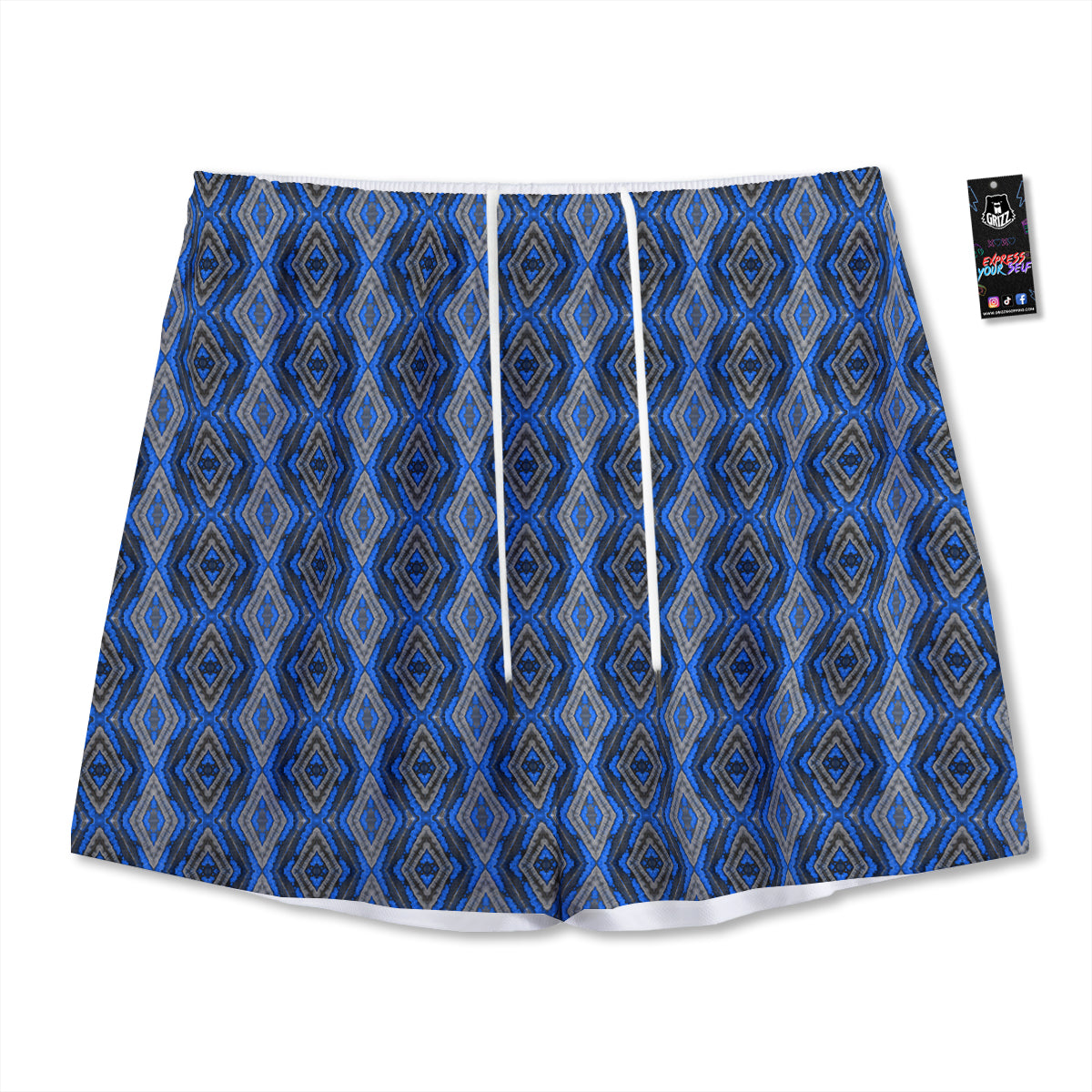 Aztec Trippy Turquoise Ethnic Print Pattern Mesh Shorts
