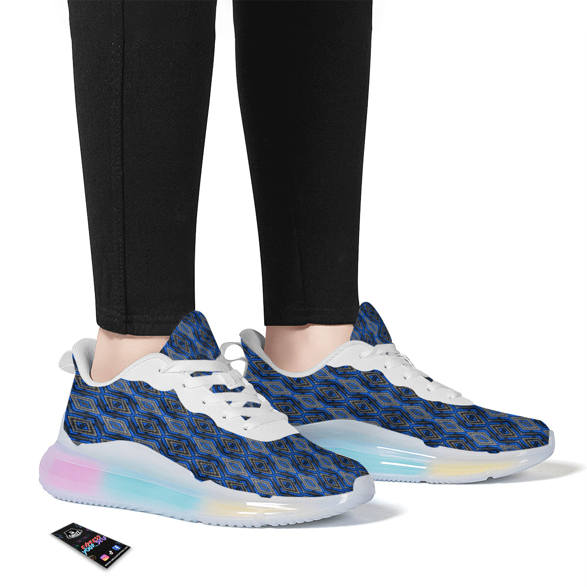 Aztec Trippy Turquoise Ethnic Print Pattern Running Sneakers-grizzshop
