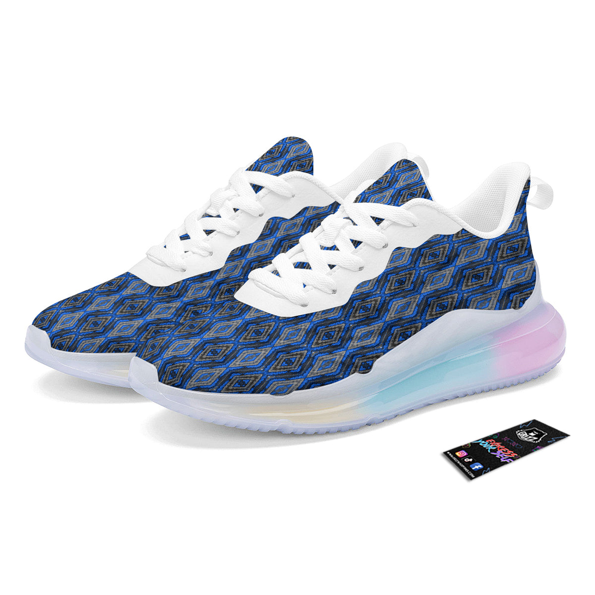 Aztec Trippy Turquoise Ethnic Print Pattern Running Sneakers-grizzshop