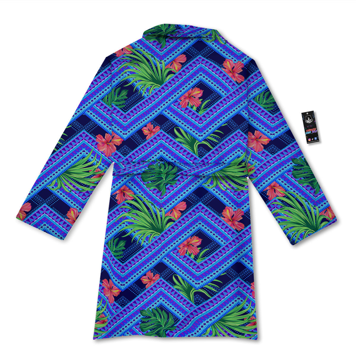 Aztec Tropical Hibiscus Flower Print Pattern Bathrobe-grizzshop