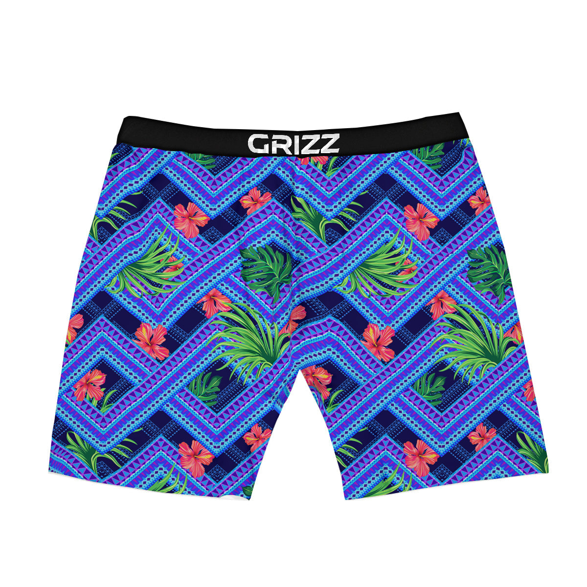 Aztec Tropical Hibiscus Flower Print Pattern Boxer Briefs-grizzshop