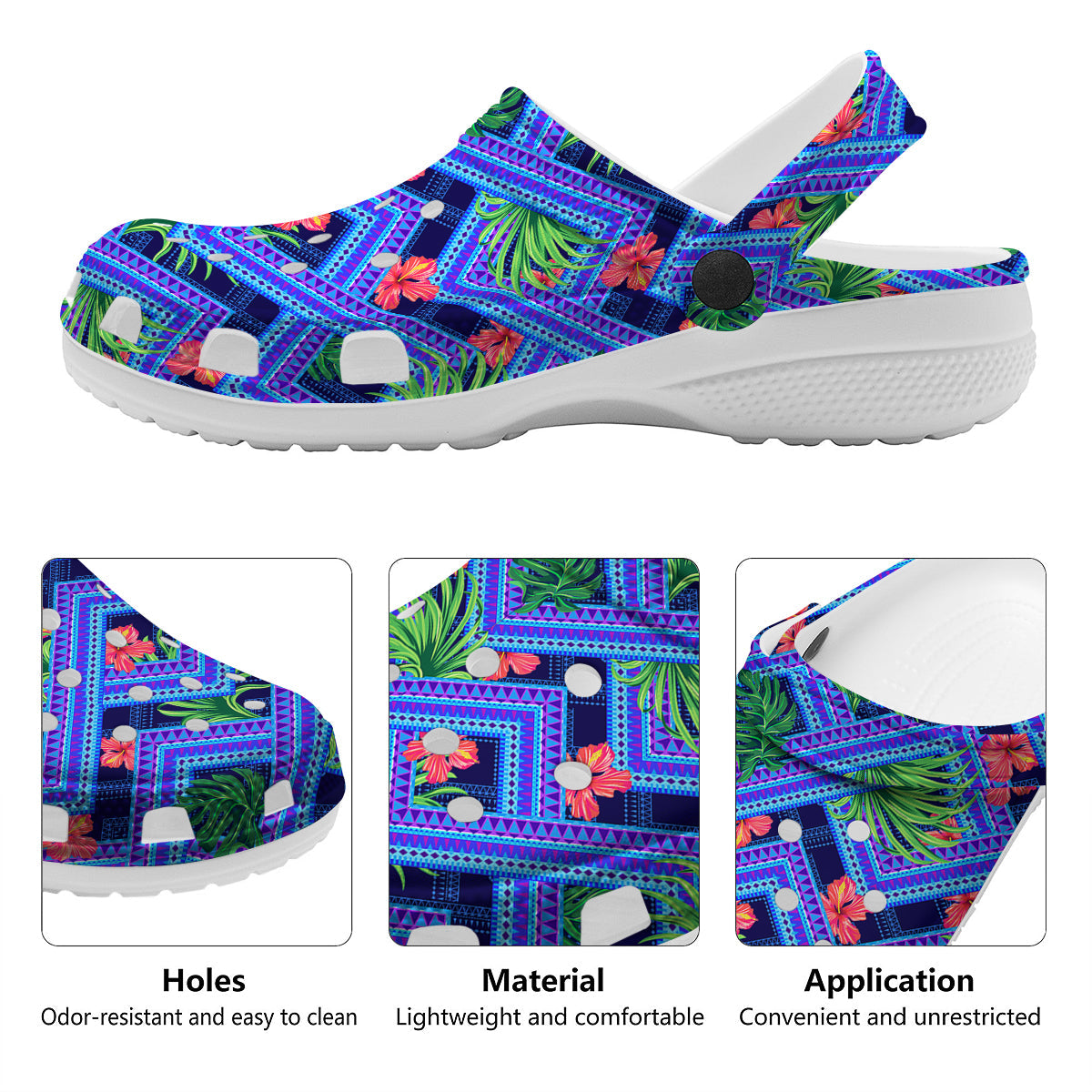 Aztec Tropical Hibiscus Flower Print Pattern Clog-grizzshop