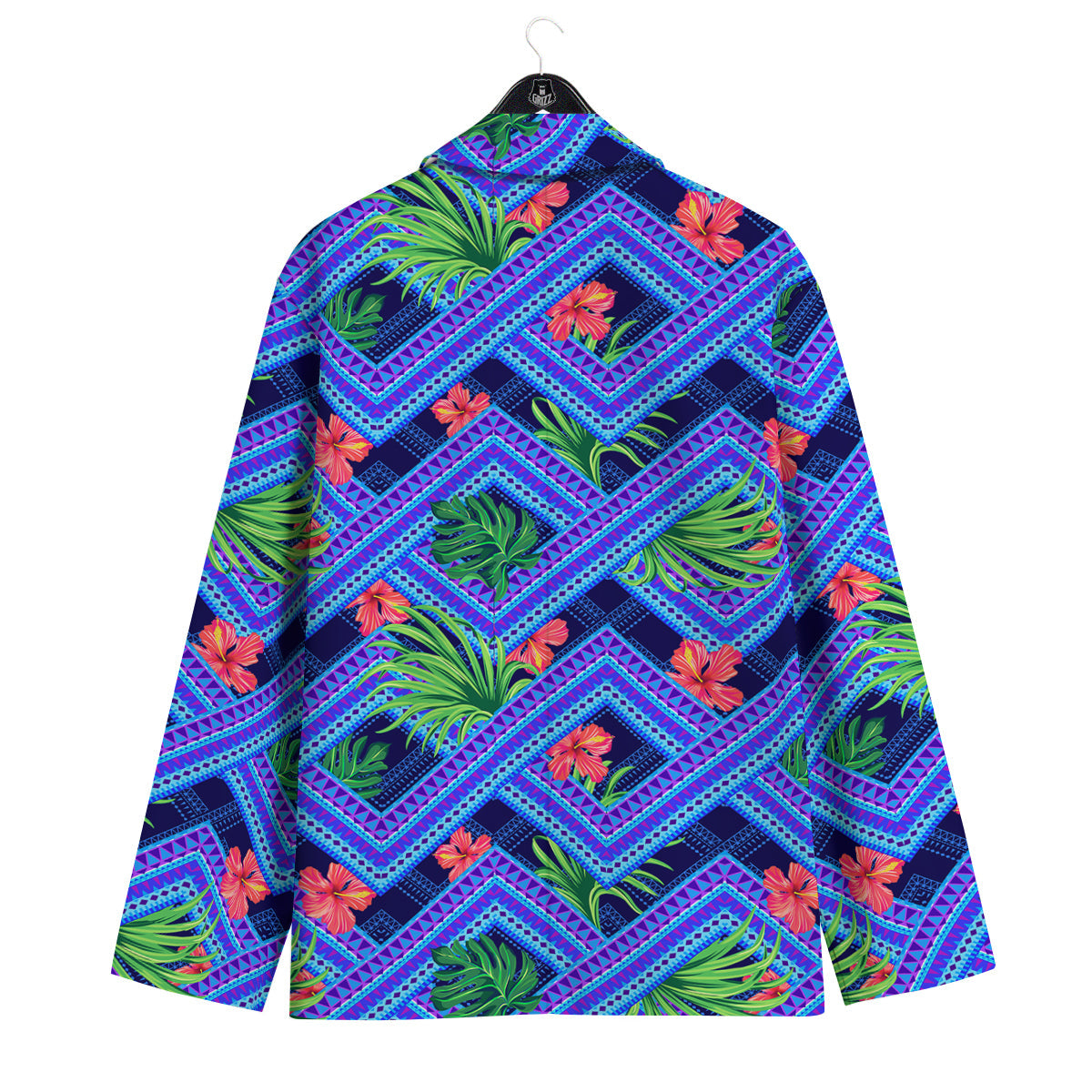 Aztec Tropical Hibiscus Flower Print Pattern Men's Sport Coat-grizzshop
