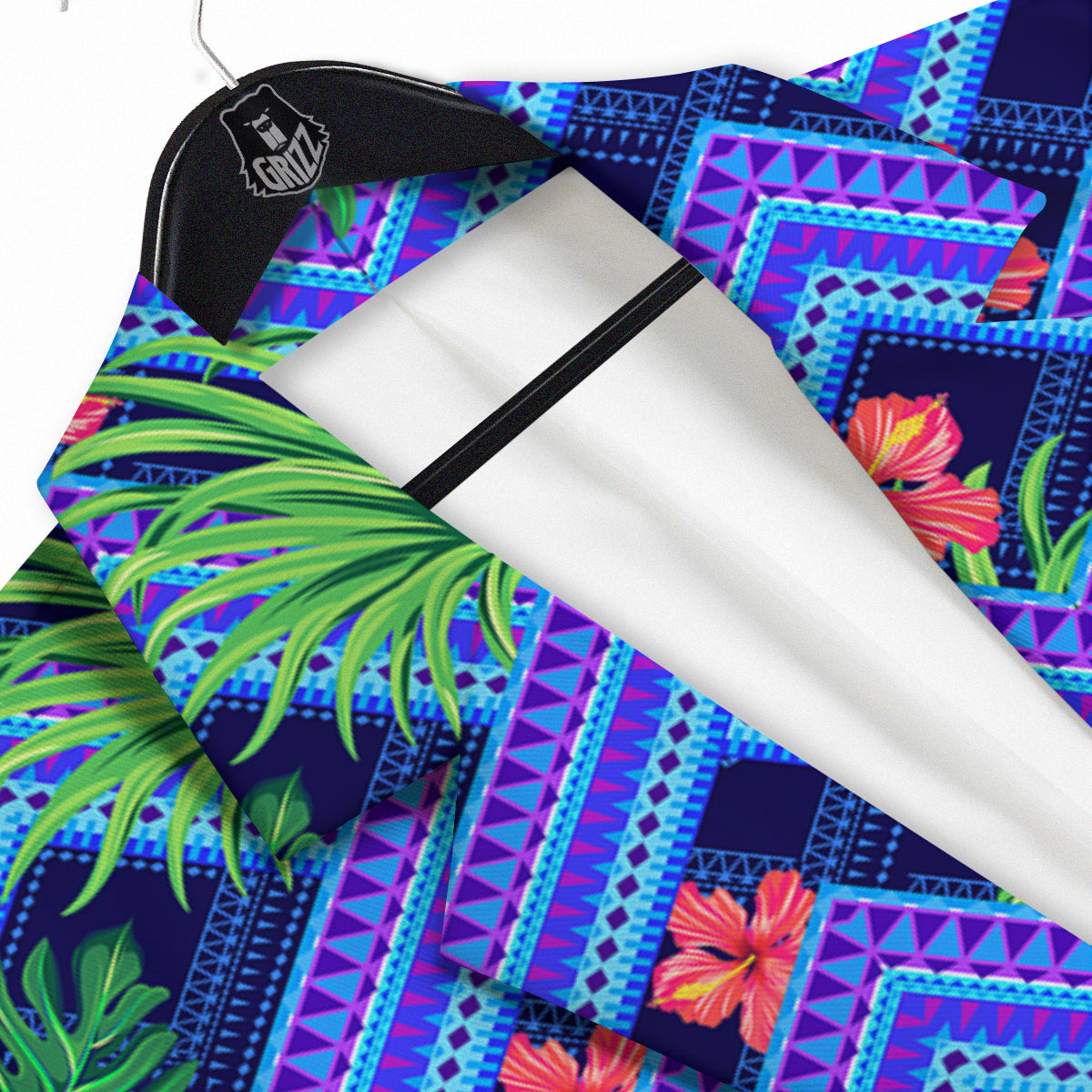 Aztec Tropical Hibiscus Flower Print Pattern Men's Sport Coat-grizzshop