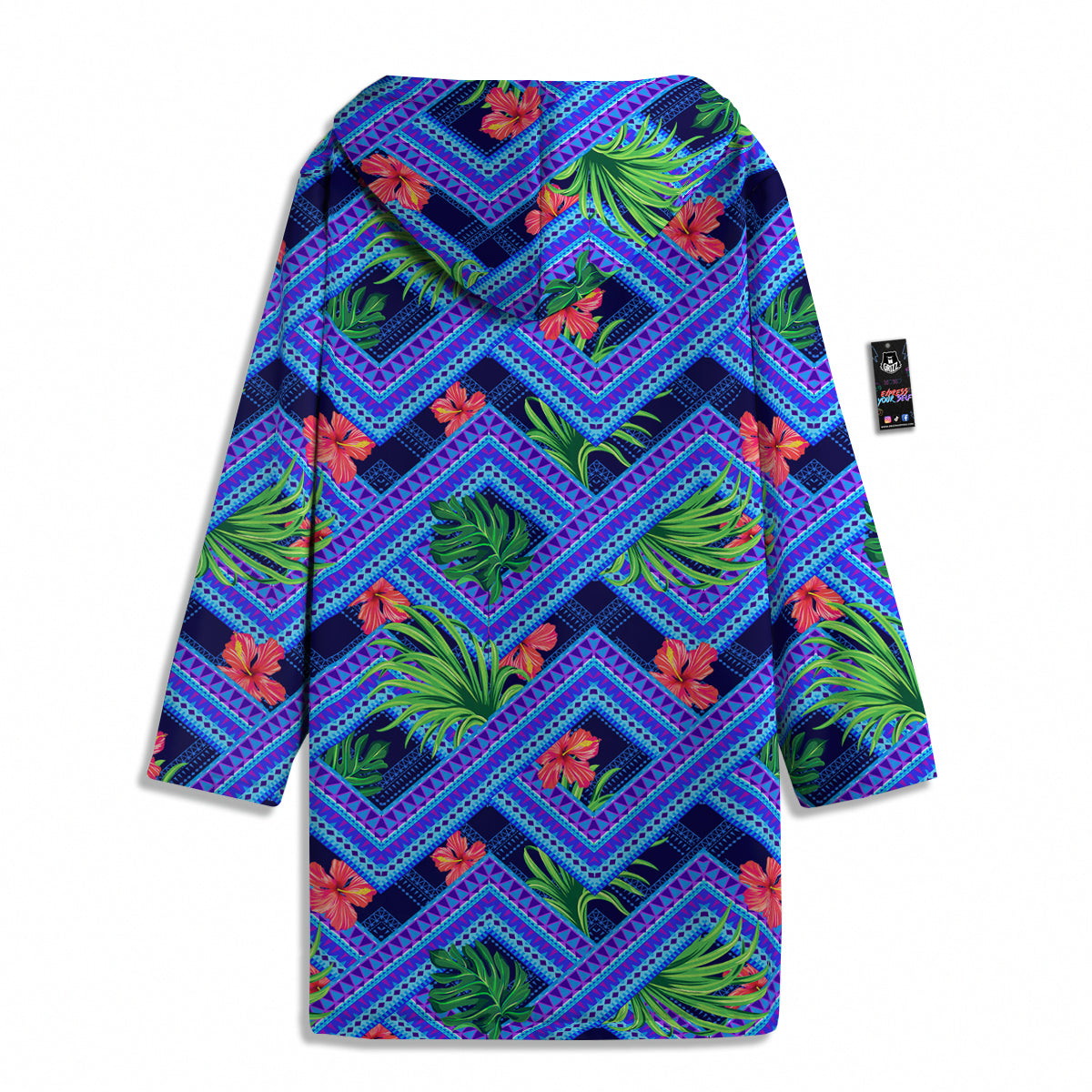 Aztec Tropical Hibiscus Flower Print Pattern Men's Windbreaker Jacket-grizzshop