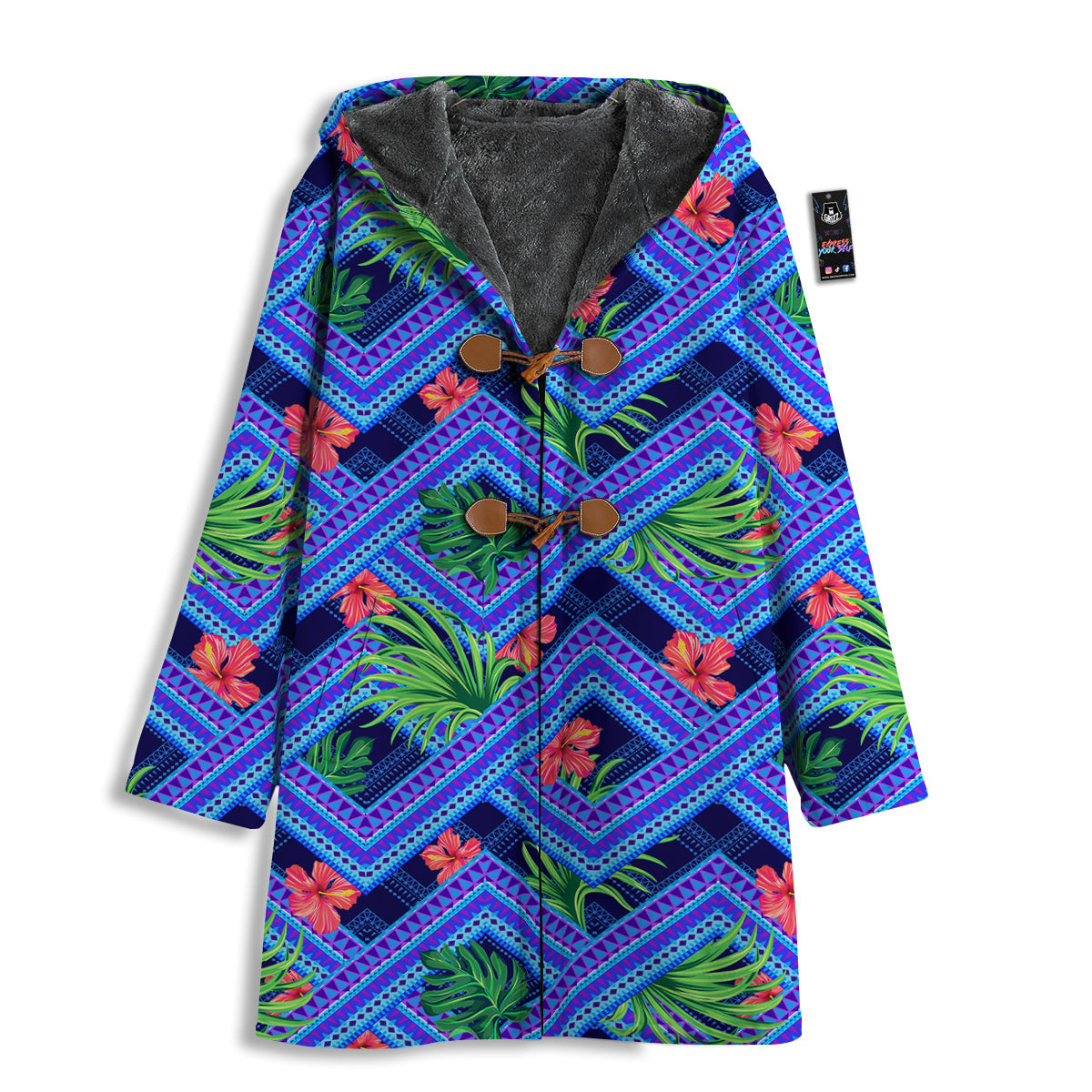 Aztec Tropical Hibiscus Flower Print Pattern Men's Windbreaker Jacket-grizzshop