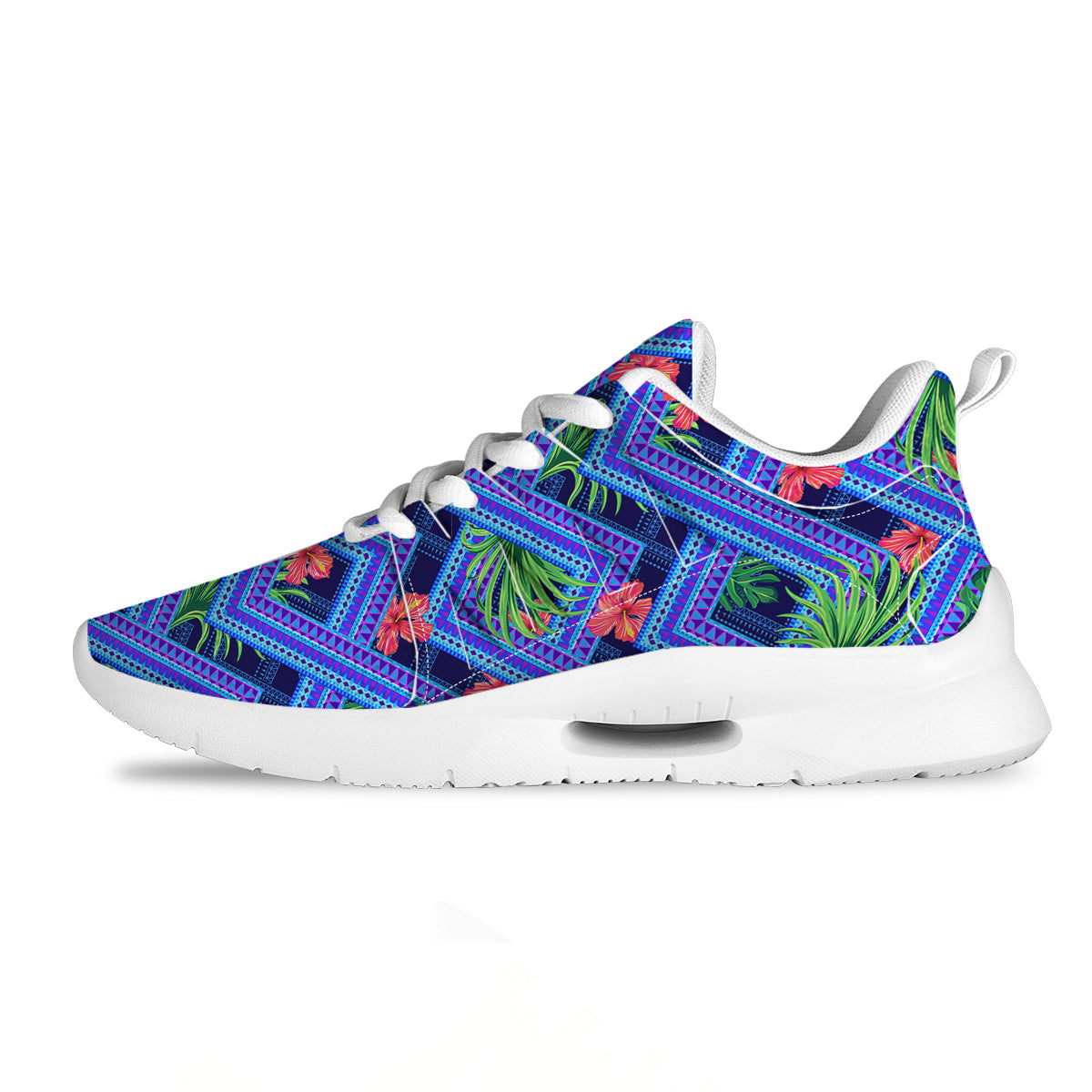 Aztec Tropical Hibiscus Flower Print Pattern Tennis Shoes-grizzshop