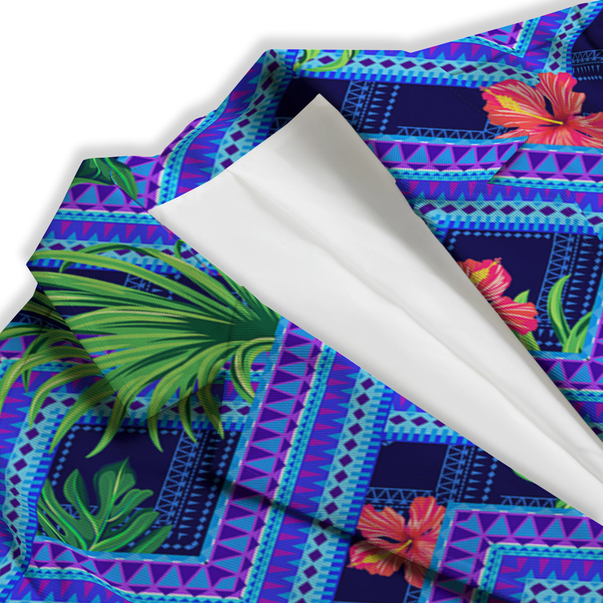 Aztec Tropical Hibiscus Flower Print Pattern Women's Blazer-grizzshop