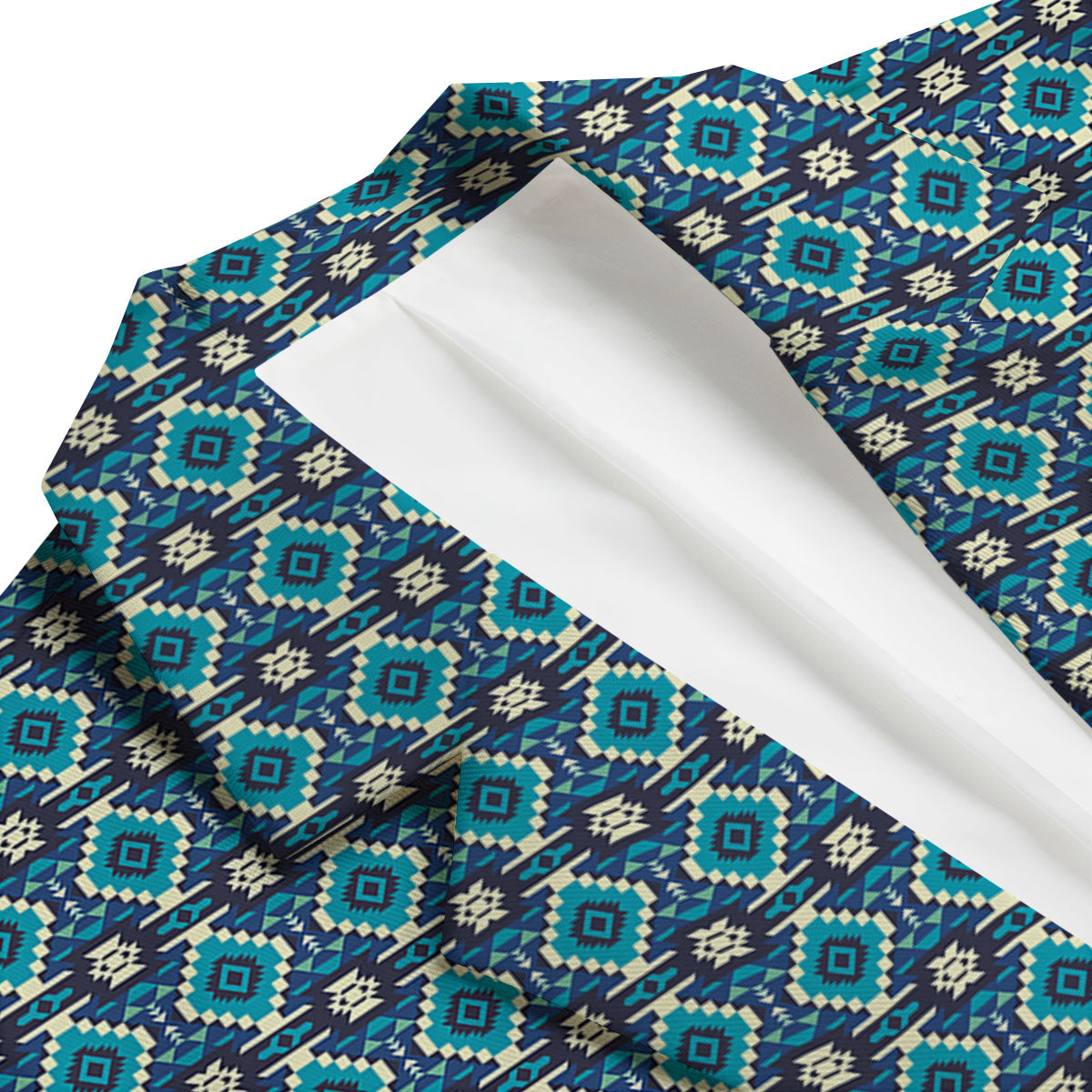 Aztec Turquoise And Blue Print Pattern Men's Blazer-grizzshop