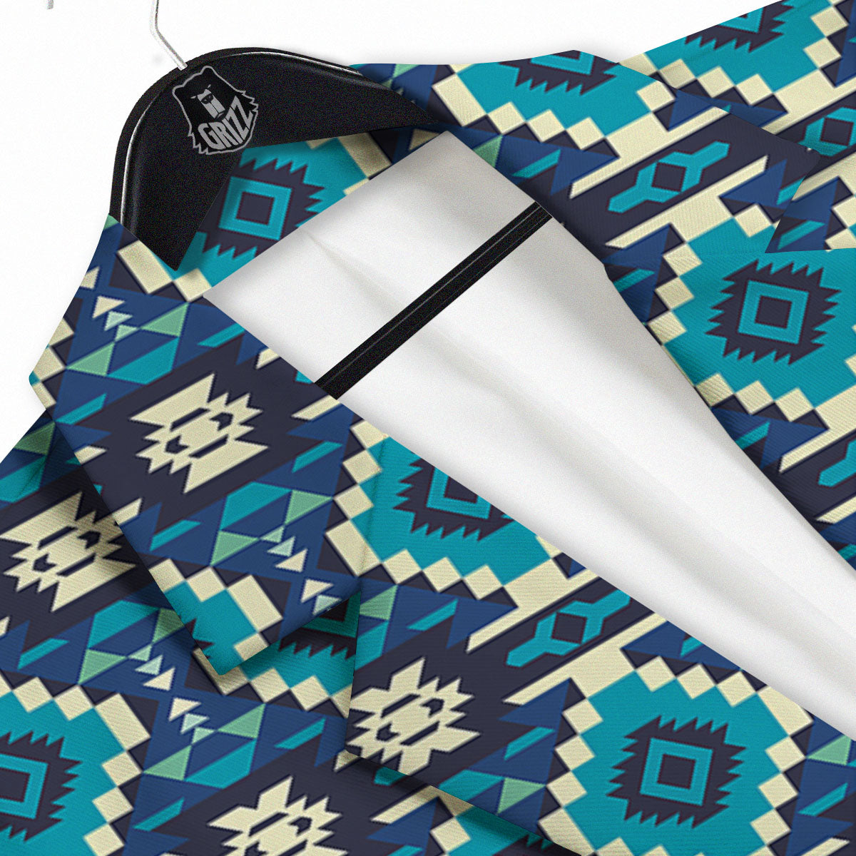 Aztec Turquoise And Blue Print Pattern Men's Sport Coat-grizzshop