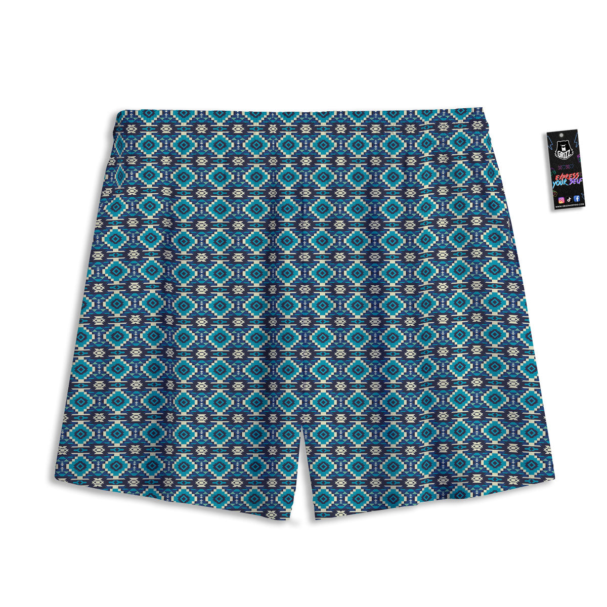Aztec Dark Grey Print Pattern Mesh Shorts