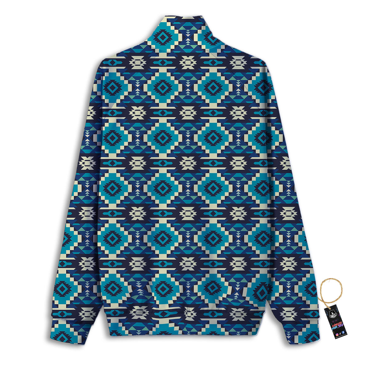 Aztec Turquoise And Blue Print Pattern Track Jacket-grizzshop