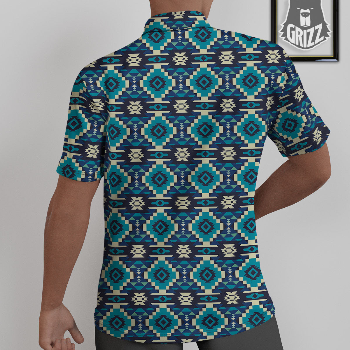 Aztec Turquoise And Blue Print Pattern Untucked Shirts-grizzshop