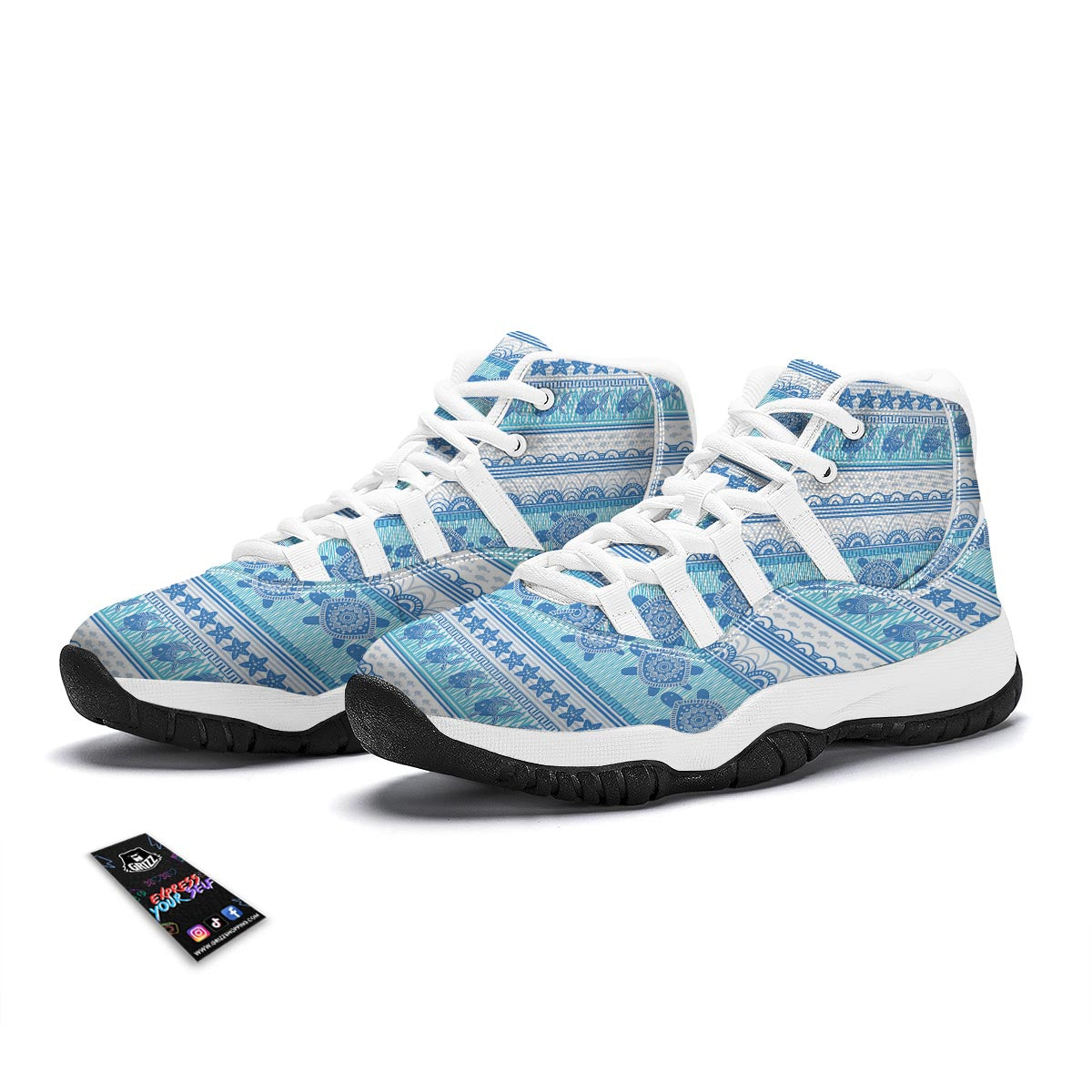 Aztec Turtle White Bball Shoes-grizzshop