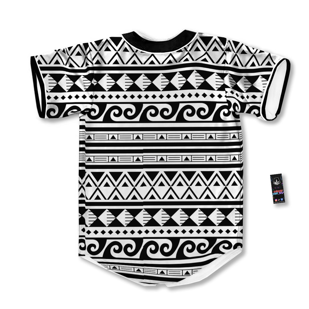 Aztec White And Black Print Pattern Baseball Jersey-grizzshop