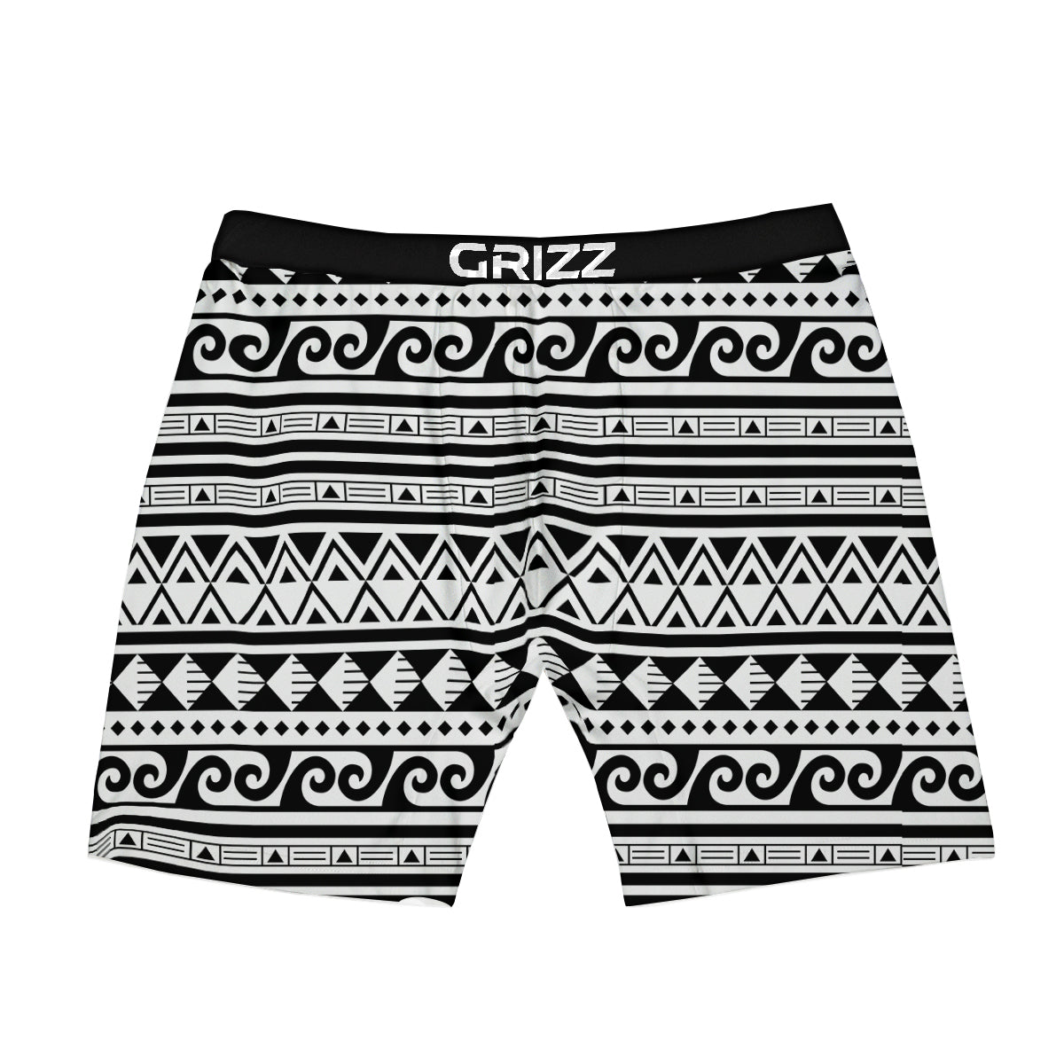 Aztec White And Black Print Pattern Boxer Briefs-grizzshop