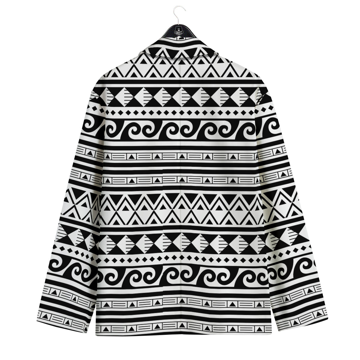 Aztec White And Black Print Pattern Men's Sport Coat-grizzshop