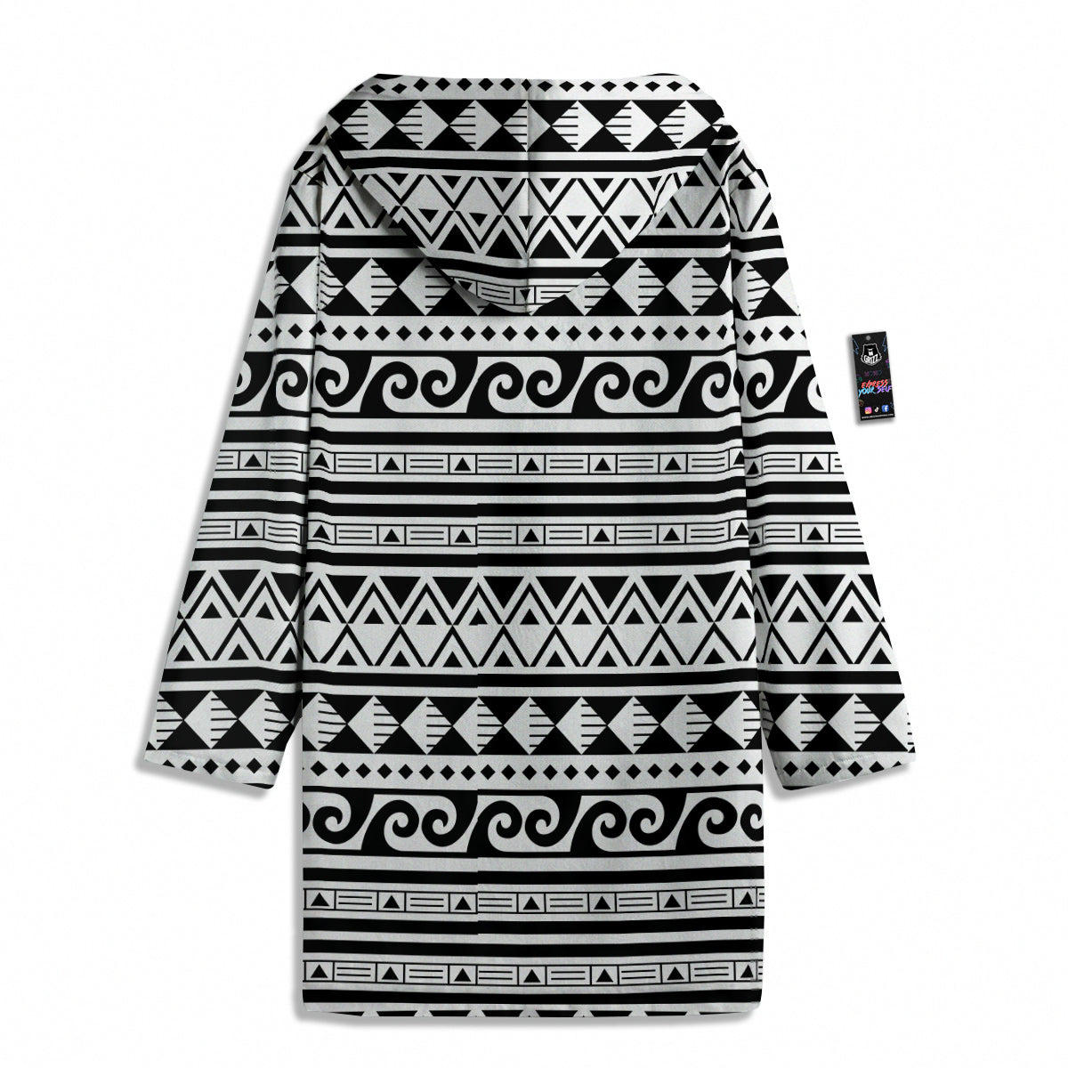 Aztec White And Black Print Pattern Men's Windbreaker Jacket-grizzshop