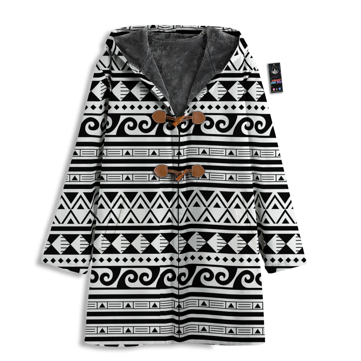 Aztec White And Black Print Pattern Men's Windbreaker Jacket-grizzshop