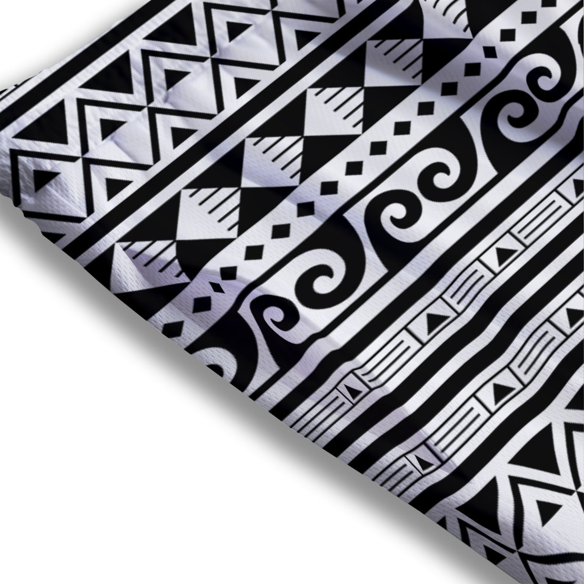 Aztec White And Black Print Pattern Mesh Shorts