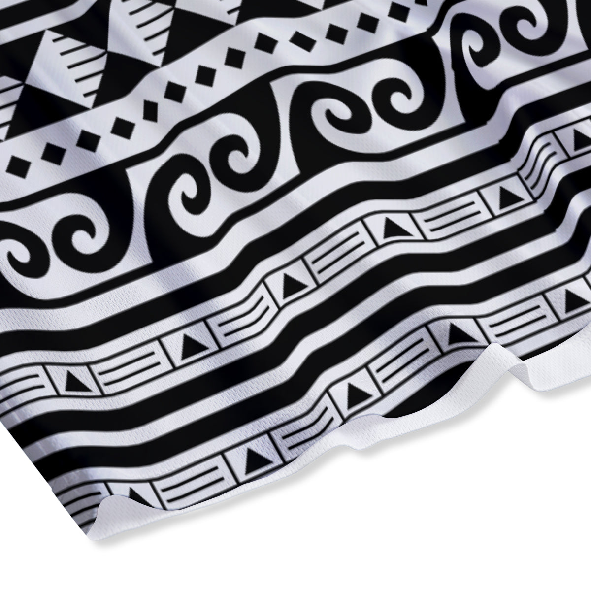 Aztec White And Black Print Pattern Mesh Shorts