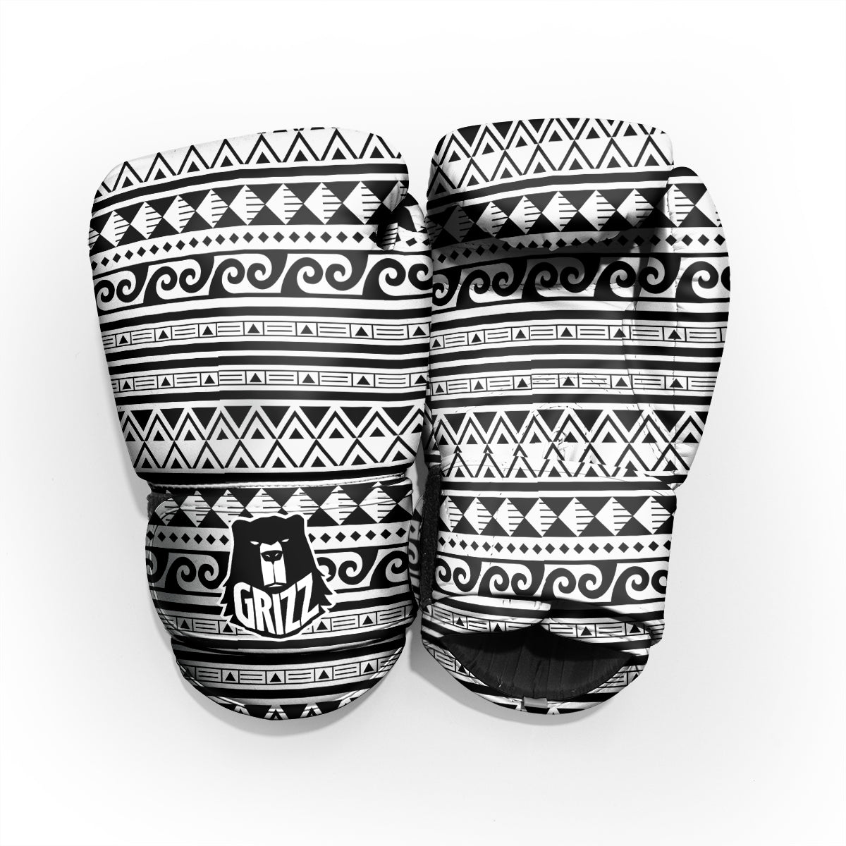 Aztec White And Black Print Pattern Pro Boxing Glove