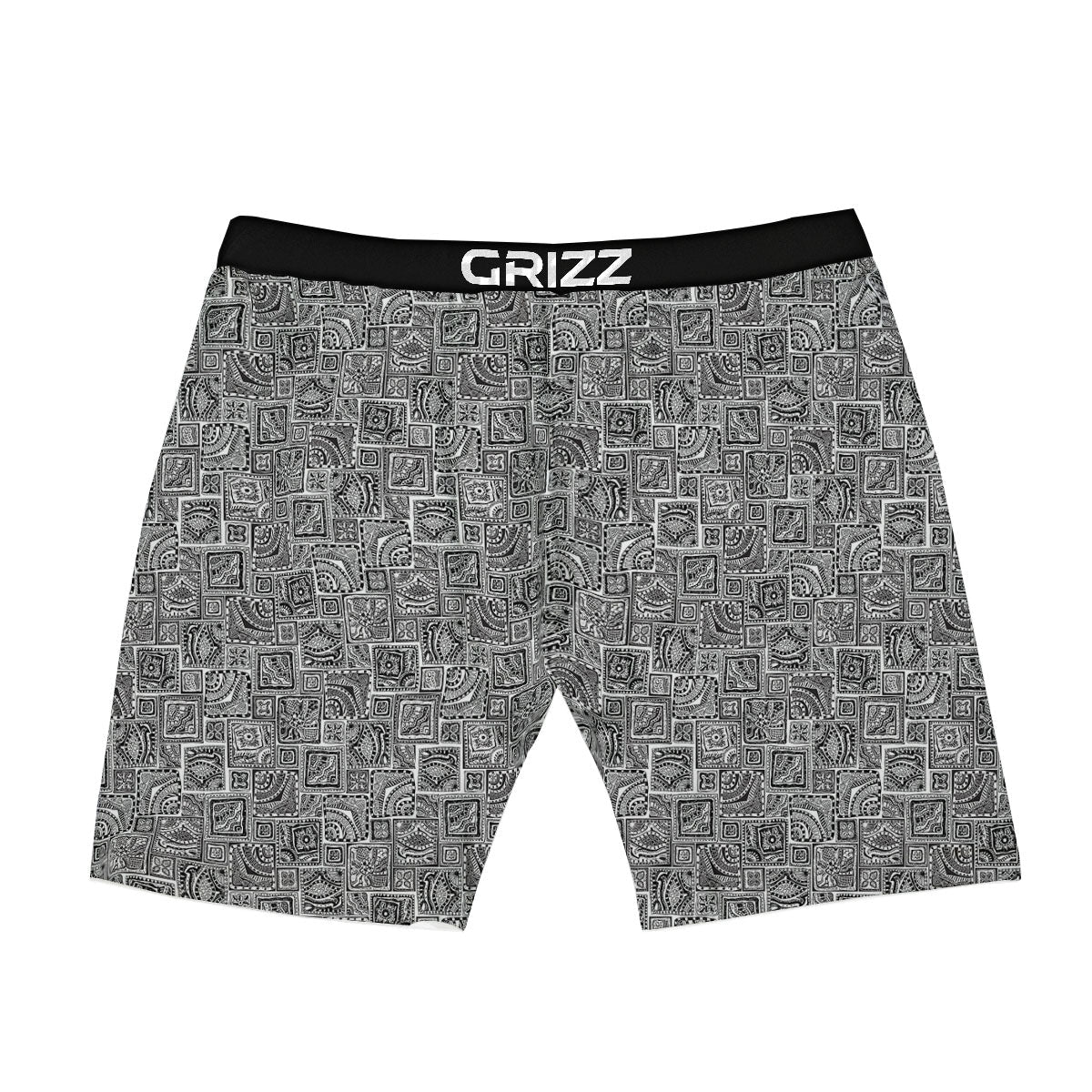 Aztec White And Grey Print Pattern Boxer Briefs-grizzshop