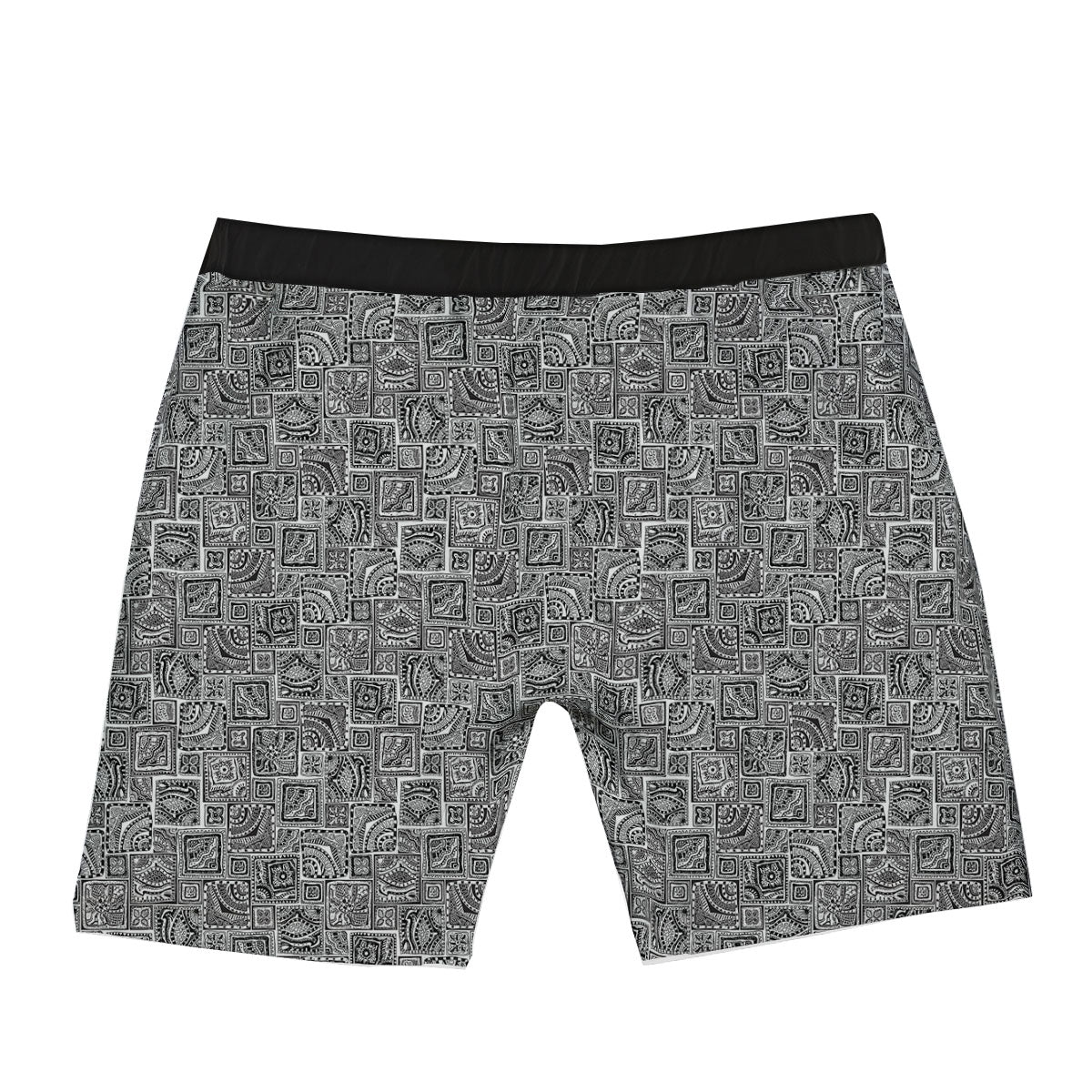 Aztec White And Grey Print Pattern Boxer Briefs-grizzshop