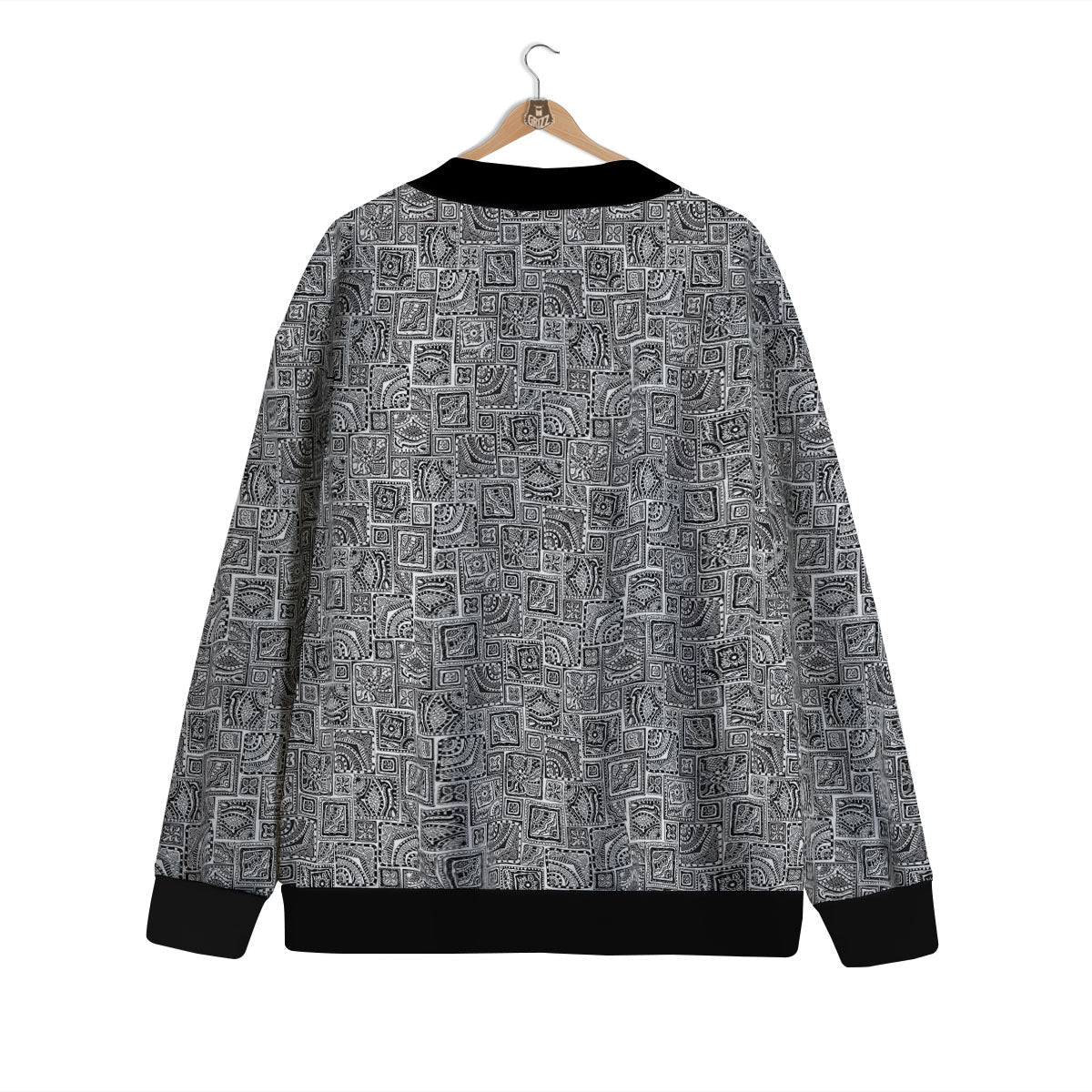 Aztec White And Grey Print Pattern Cardigan-grizzshop