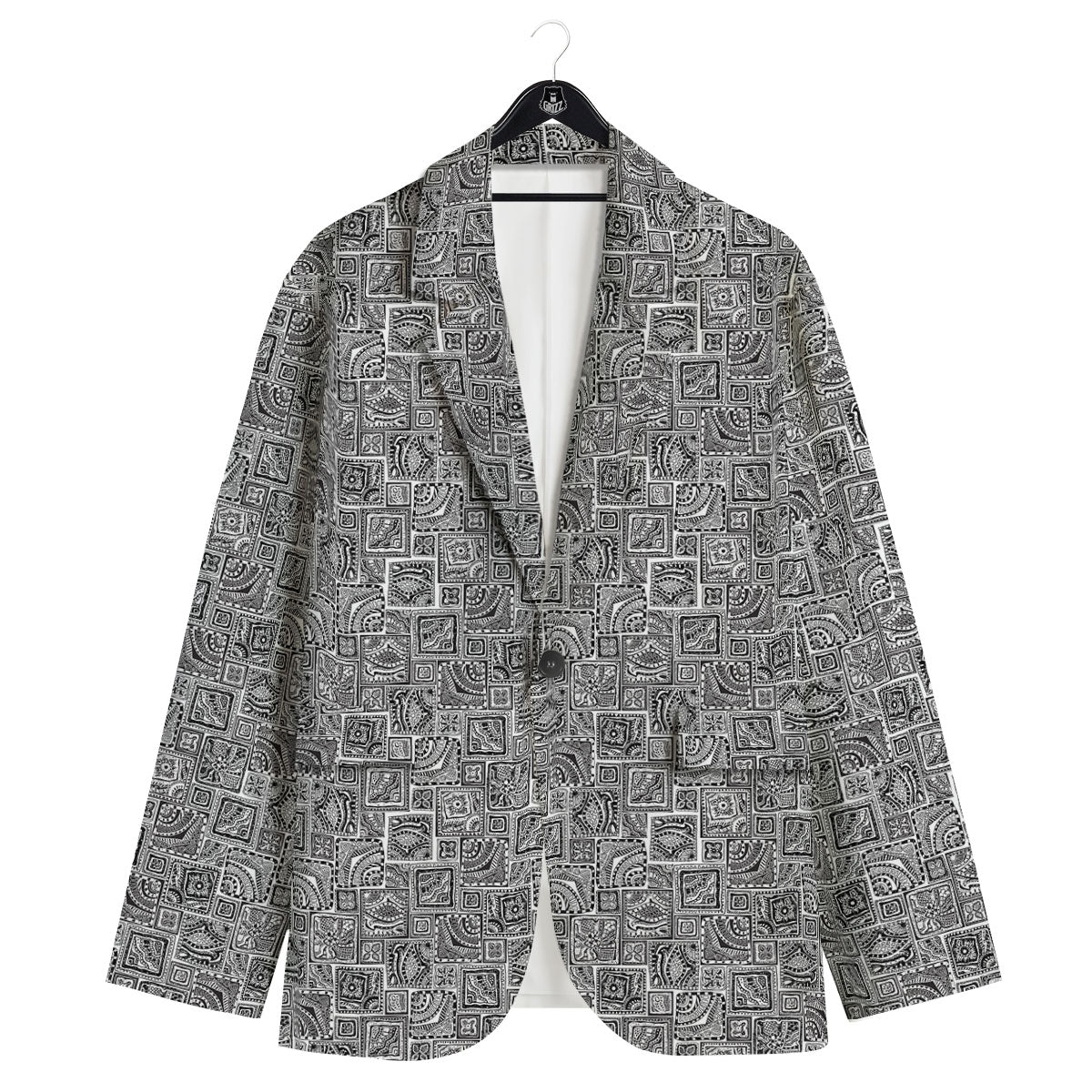 Aztec White And Grey Print Pattern Men's Sport Coat-grizzshop