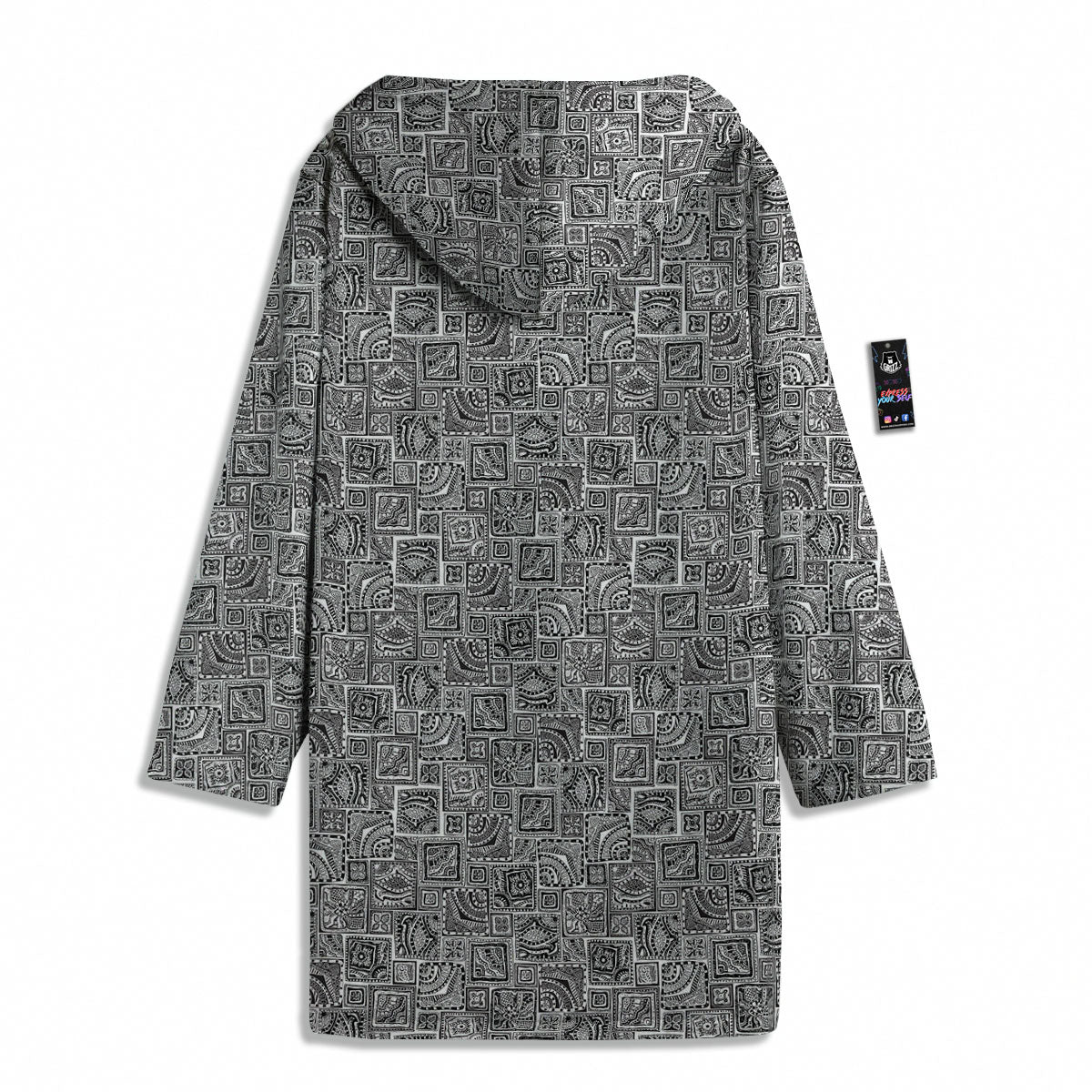 Aztec White And Grey Print Pattern Men's Windbreaker Jacket-grizzshop