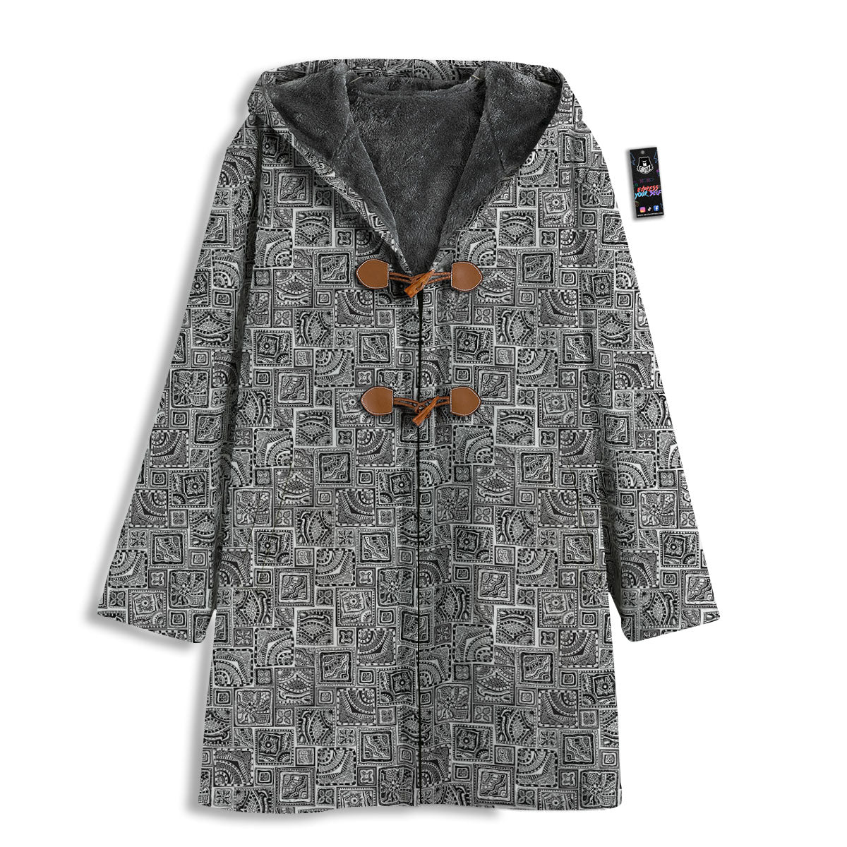Aztec White And Grey Print Pattern Men's Windbreaker Jacket-grizzshop