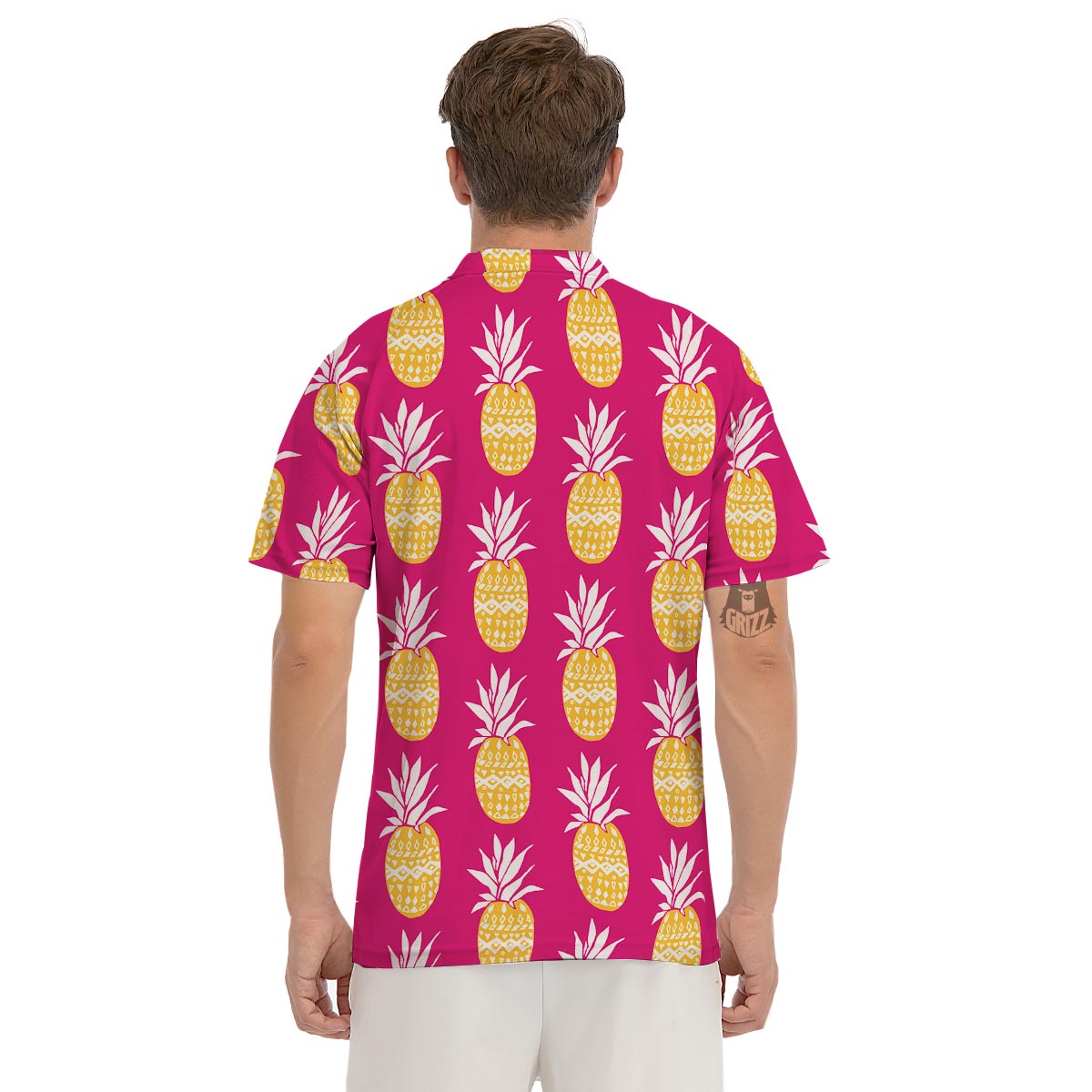 Aztec Hawaiian Pineapple Print Men's Golf Shirts-grizzshop