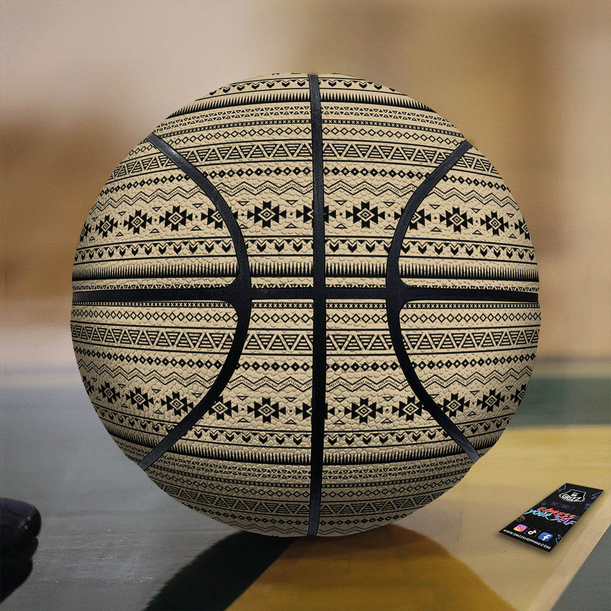Aztec Beige And Black Print Pattern Basketball