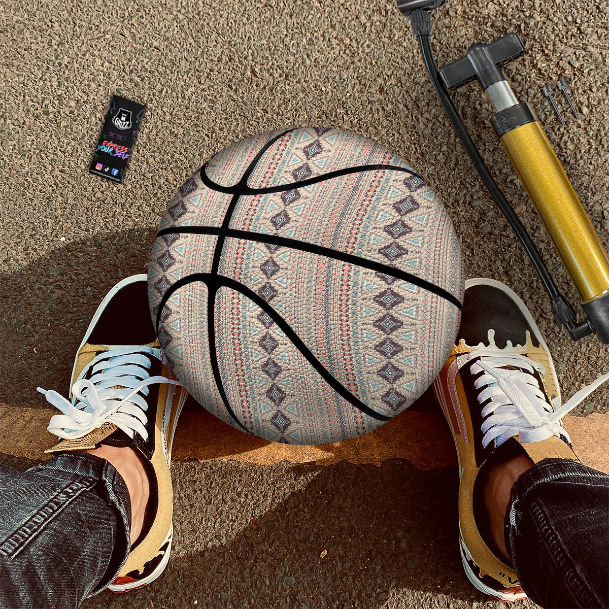Aztec Beige Print Pattern Basketball