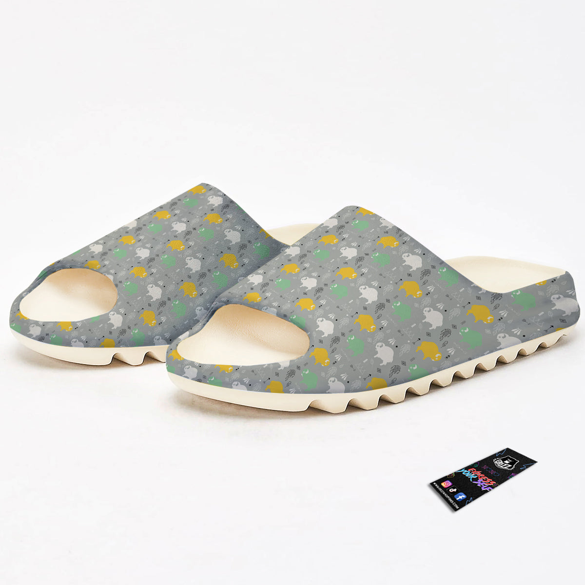 Aztec Bison Print Pattern Sandals-grizzshop