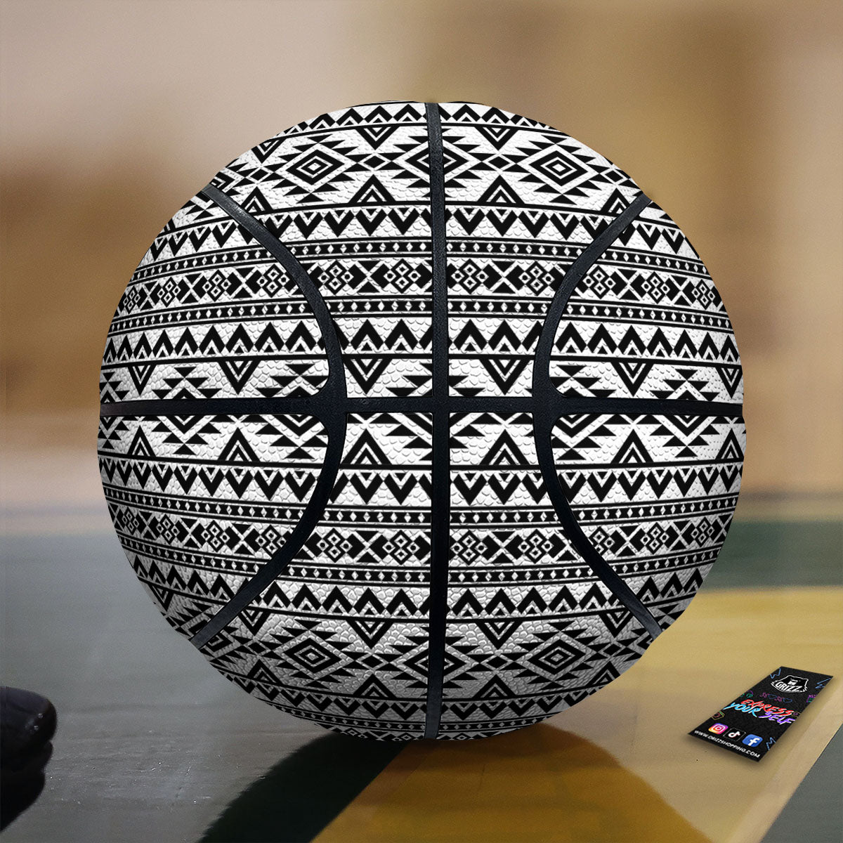 Aztec Black Ethnic Print Pattern Basketball