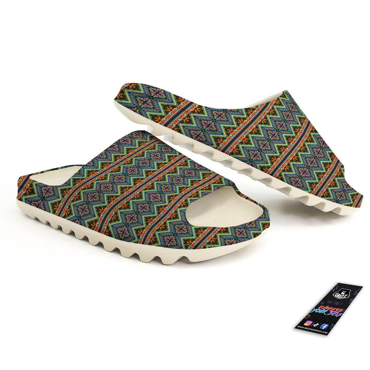 Aztec Boho Tribal Print Pattern Sandals-grizzshop