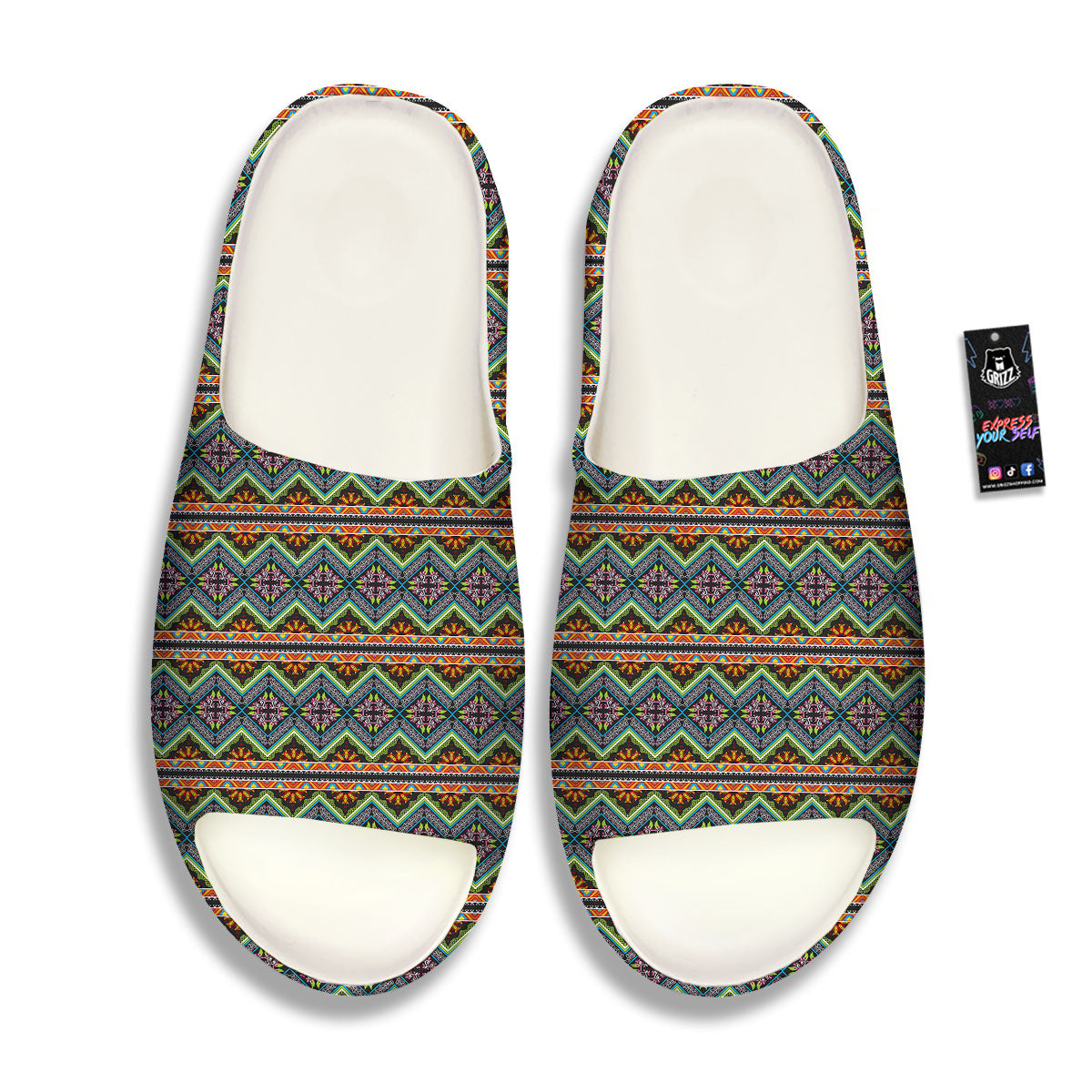 Aztec Boho Tribal Print Pattern Sandals-grizzshop