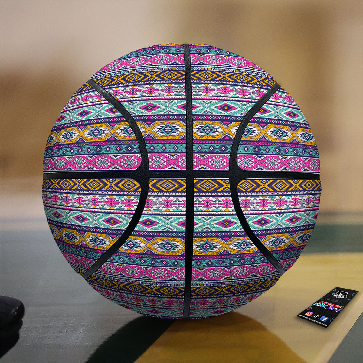 Aztec Bright Colors Print Pattern Basketball