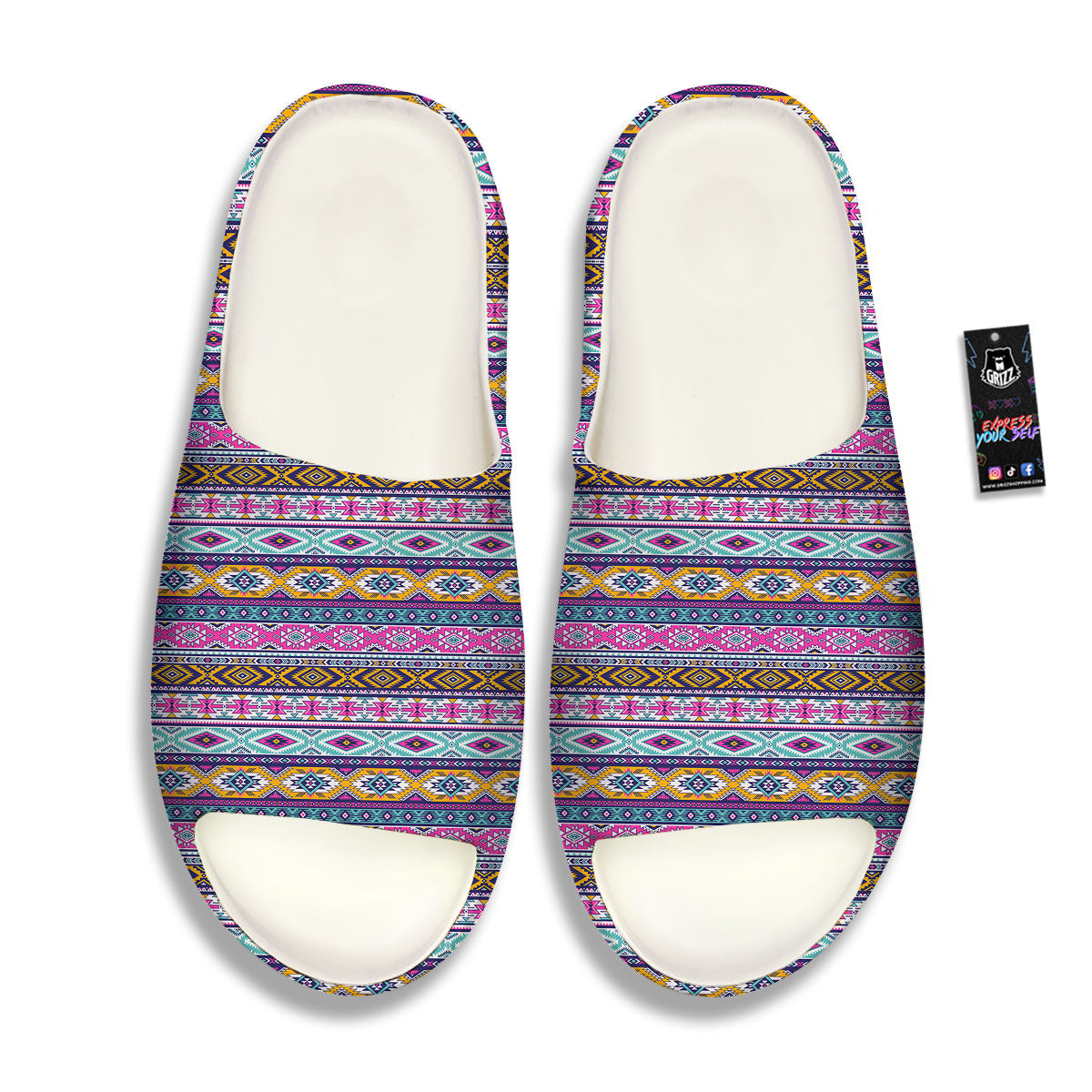 Aztec Bright Colors Print Pattern Sandals-grizzshop