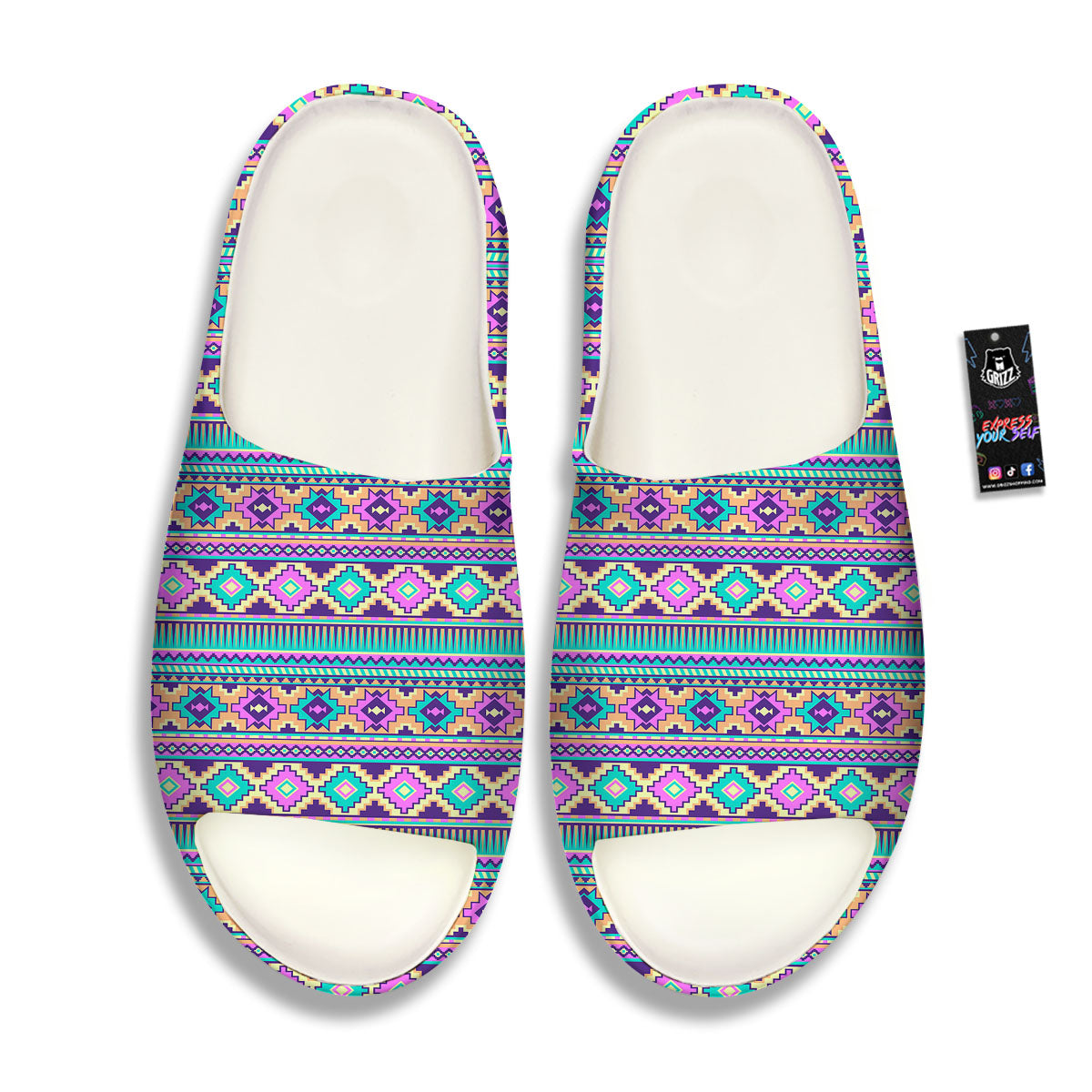 Aztec Neon Native Print Pattern Sandals-grizzshop