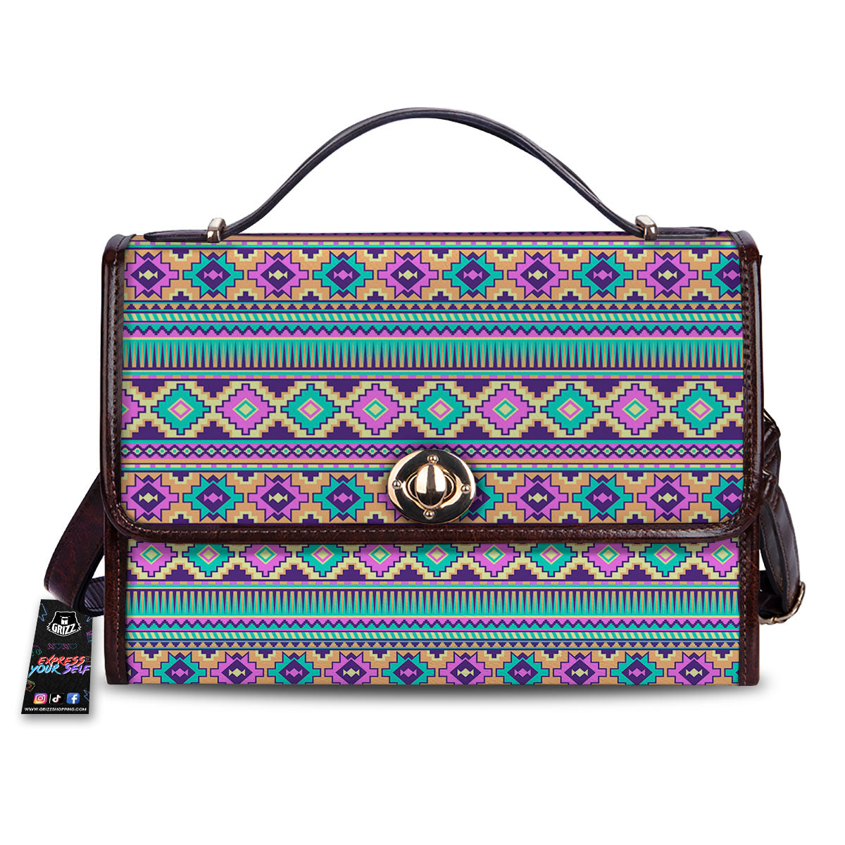 Aztec Neon Native Print Pattern Women's Satchel Bag