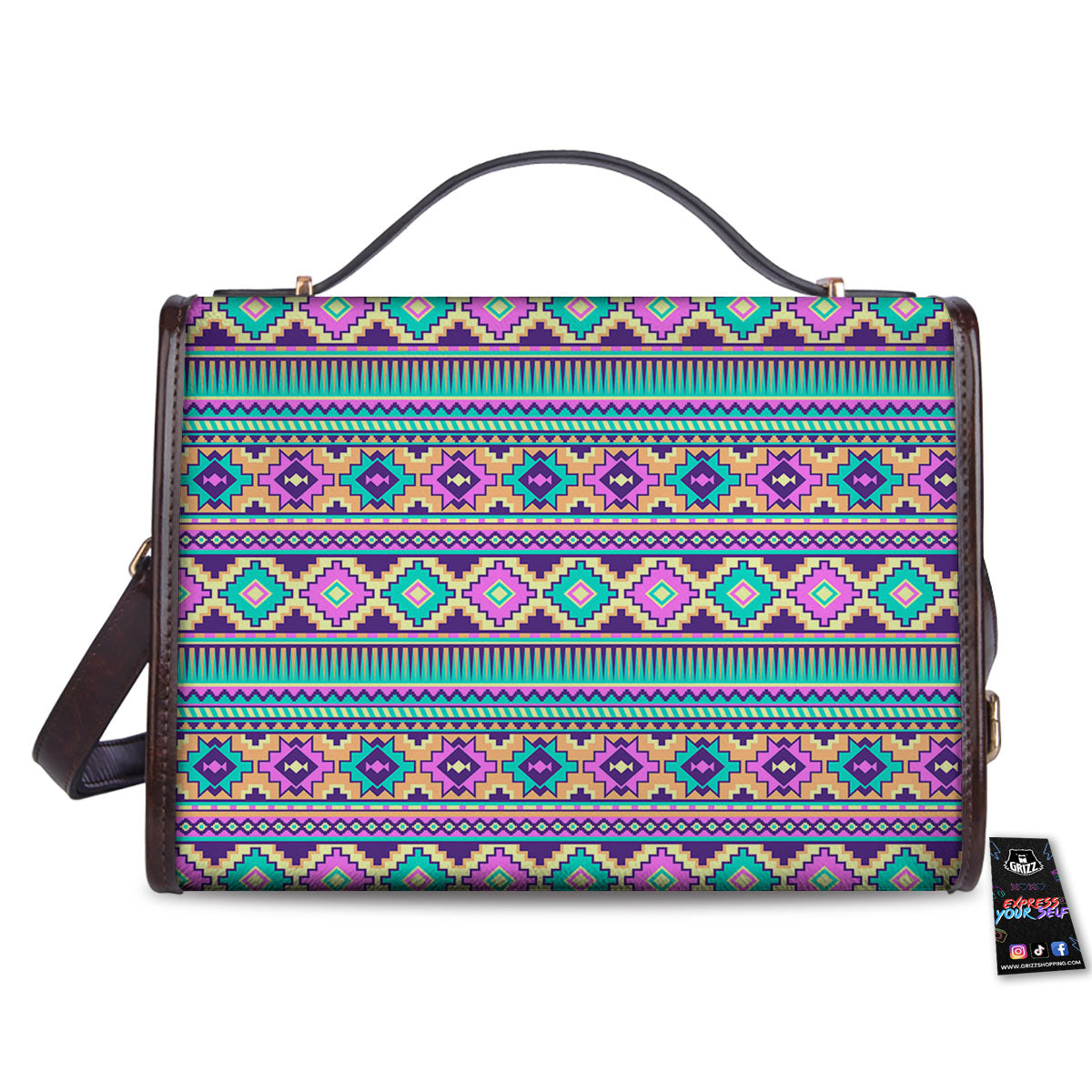 Aztec Neon Native Print Pattern Women's Satchel Bag