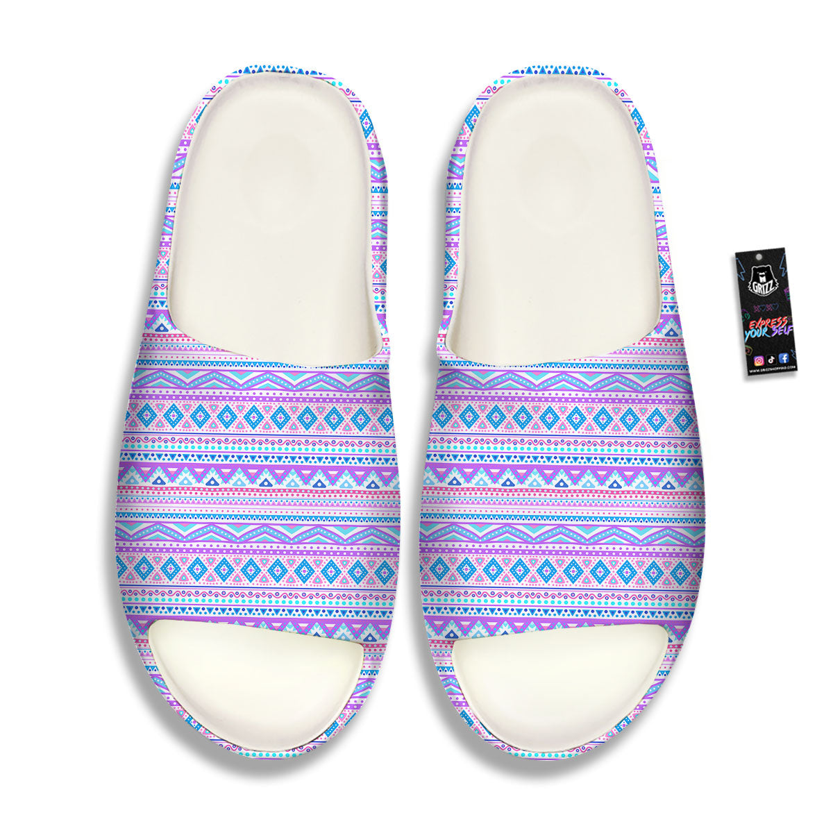 Aztec Pink And Pastel Print Pattern Sandals-grizzshop