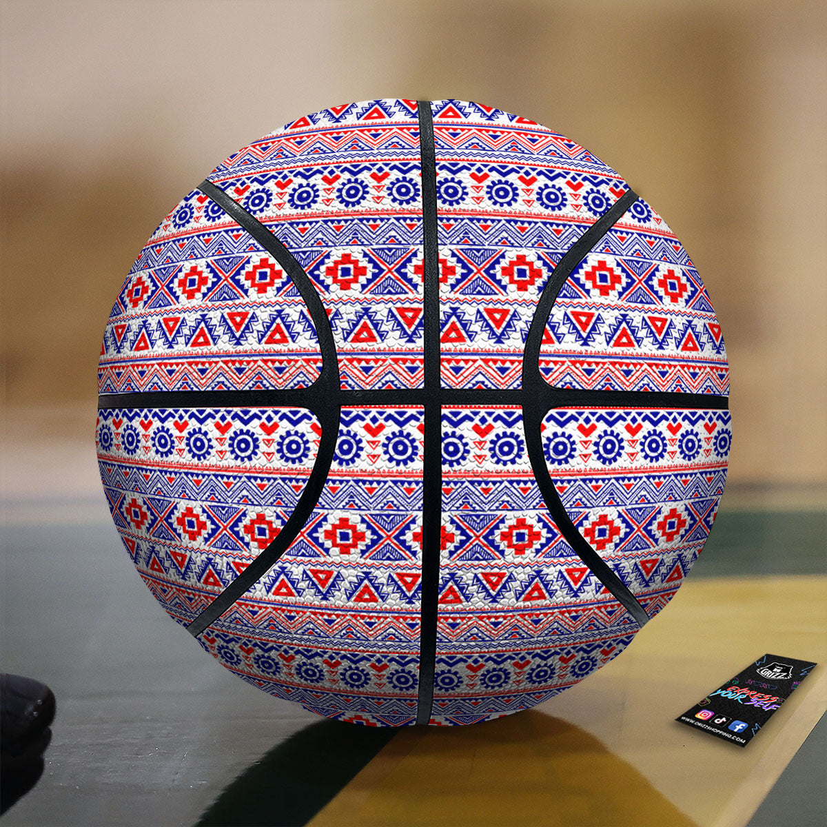Aztec Red And Blue Print Pattern Basketball
