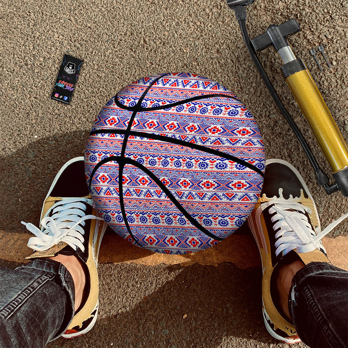Aztec Red And Blue Print Pattern Basketball