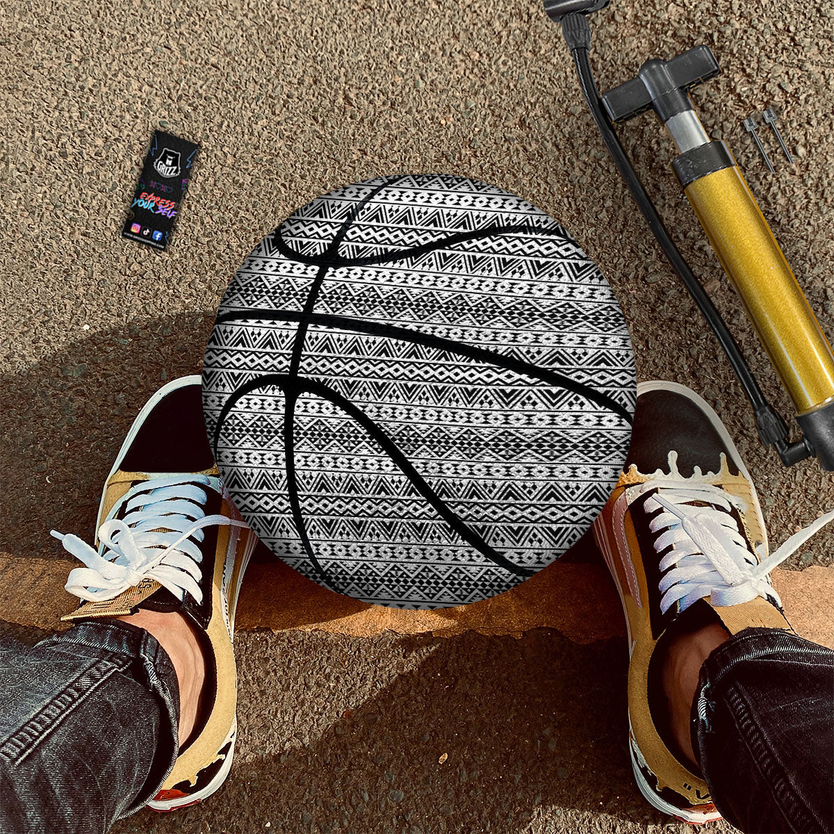 Aztec Texture White And Black Print Pattern Basketball